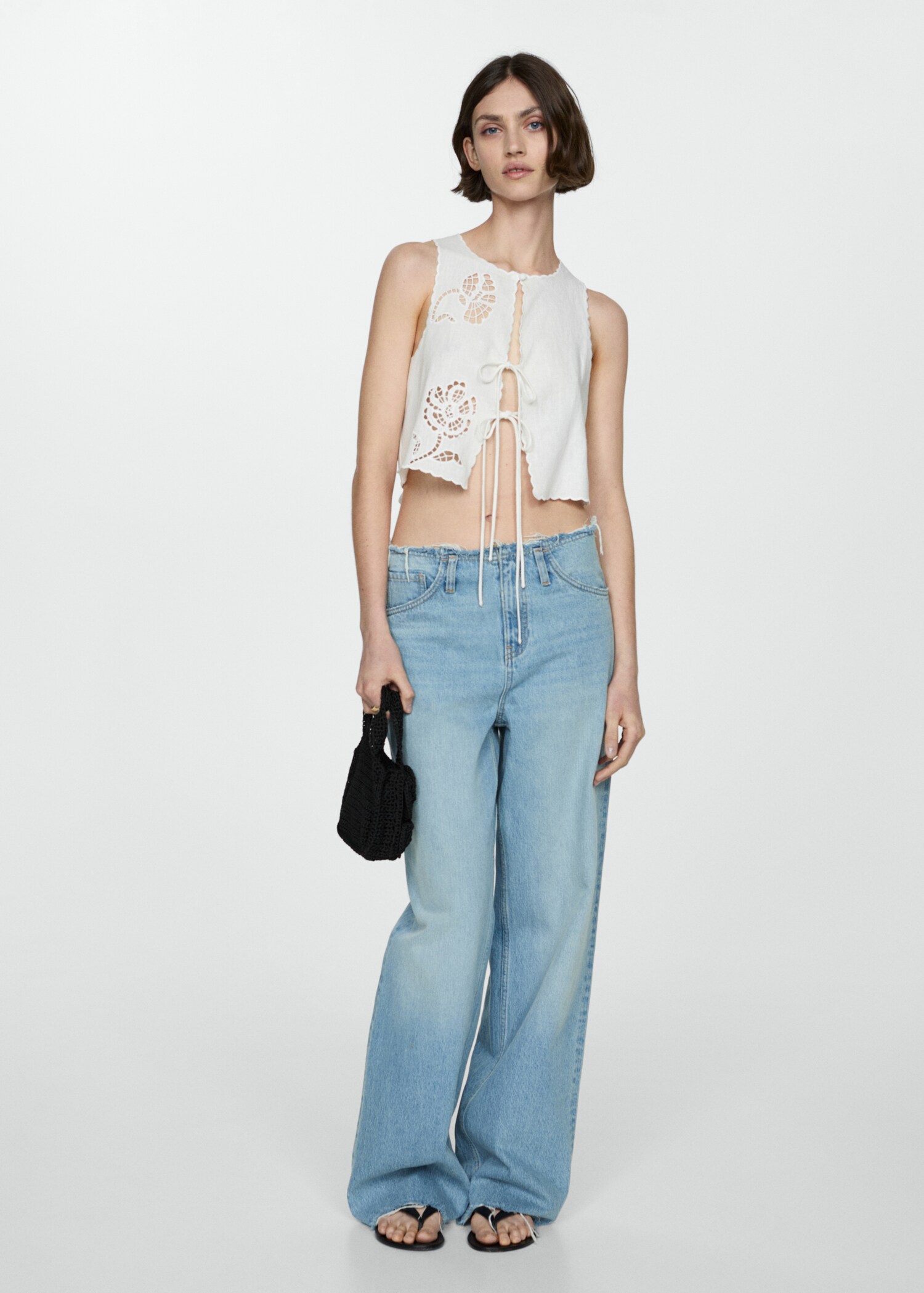 Openwork detail linen top - General plane