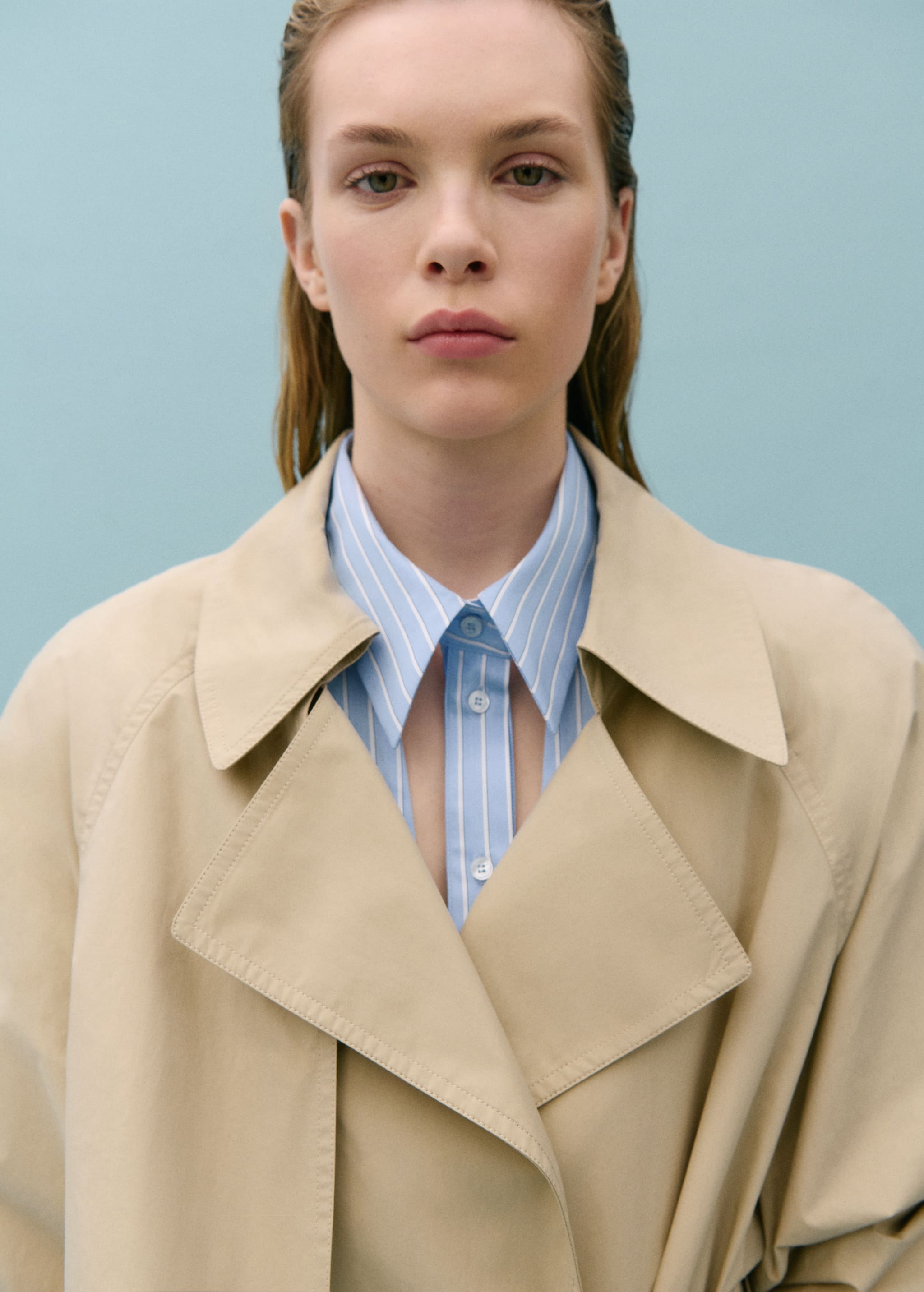 100% cotton long trench coat - Details of the article 1