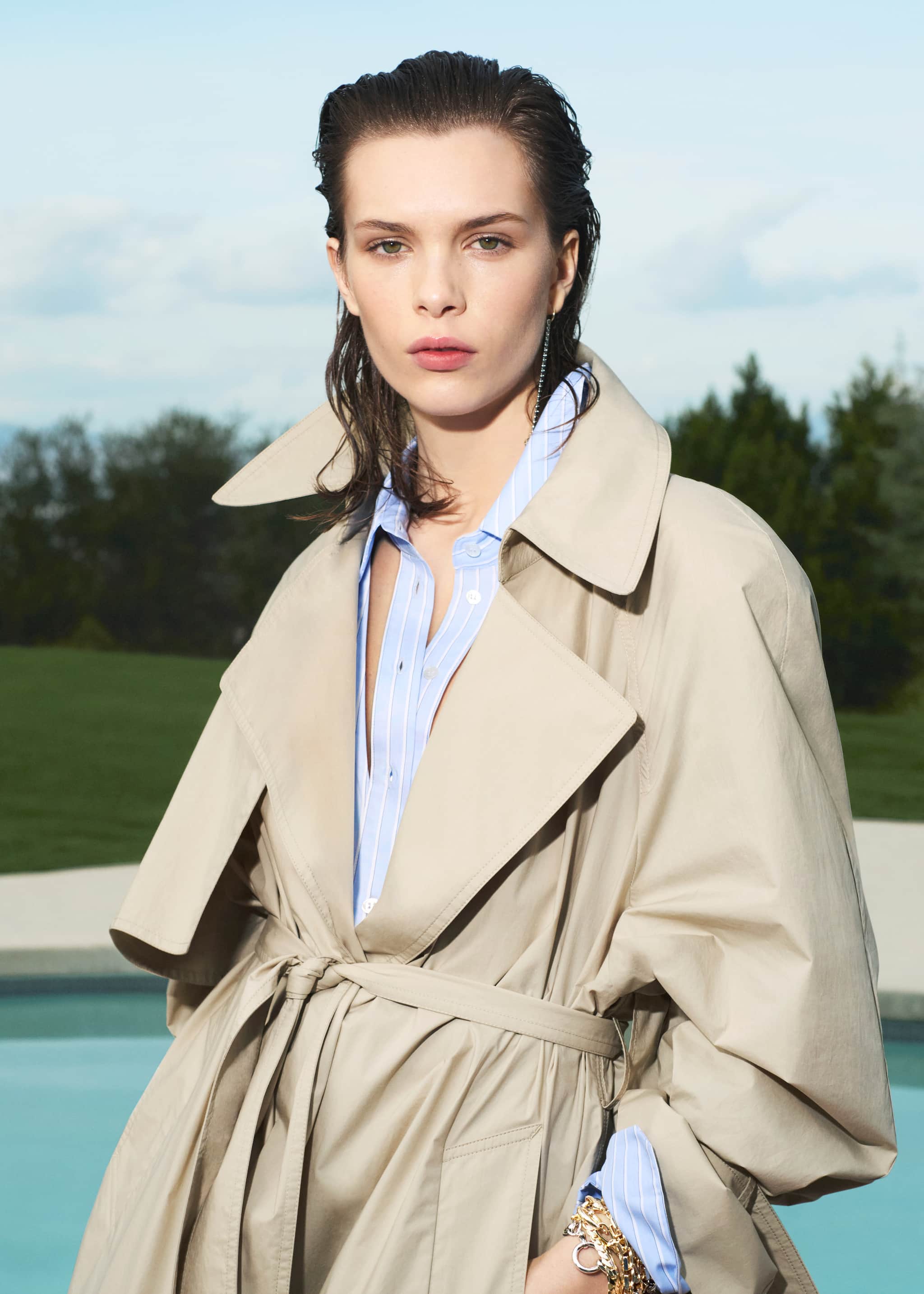 100% cotton long trench coat - Details of the article 7