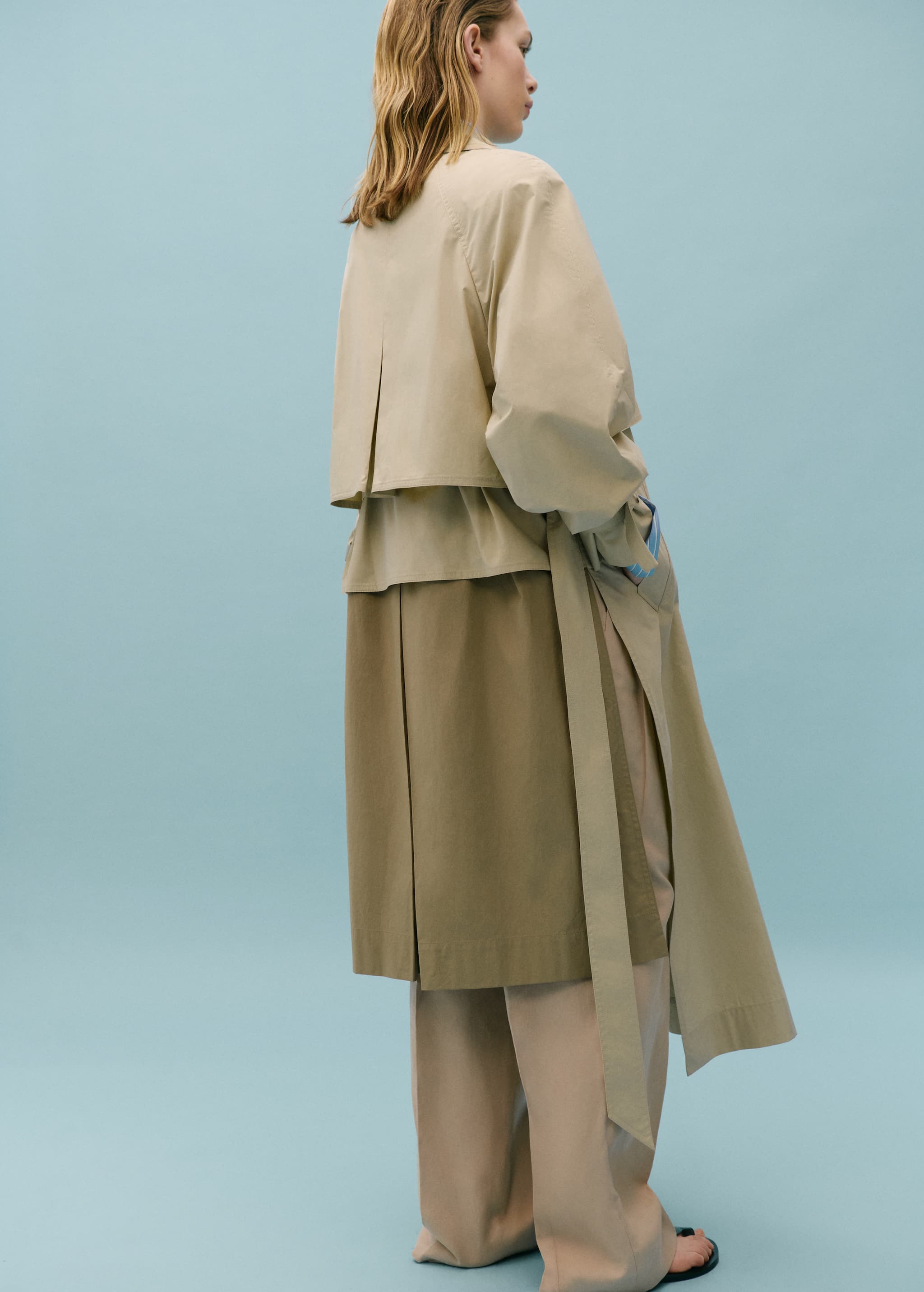 100% cotton long trench coat - Reverse of the article