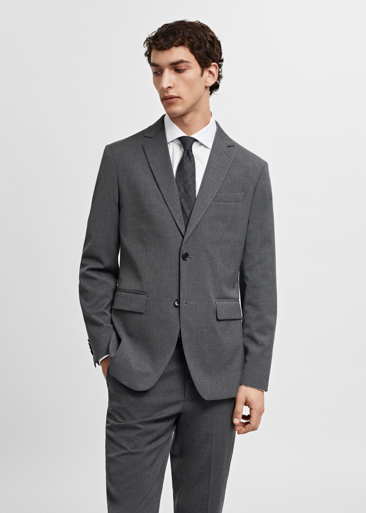 Stretch fabric slim-fit suit jacket - Medium plane