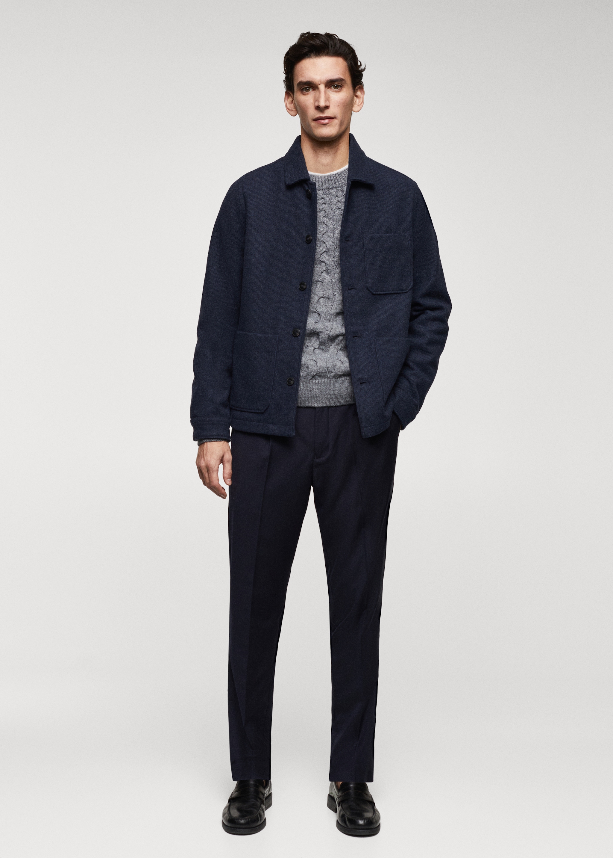 Double-faced wool overshirt with pockets - General plane