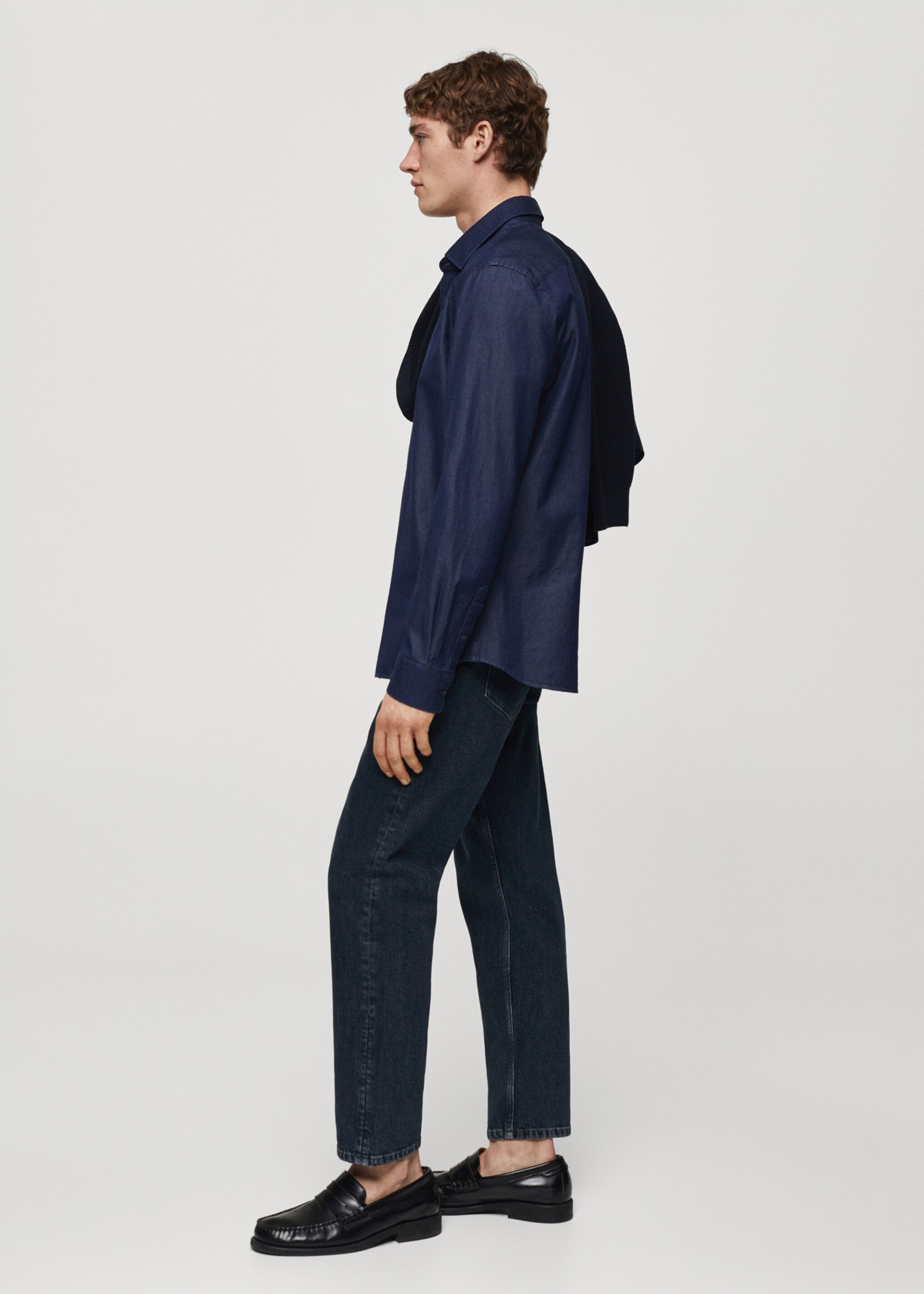 Regular-fit cotton chambray shirt - Details of the article 1