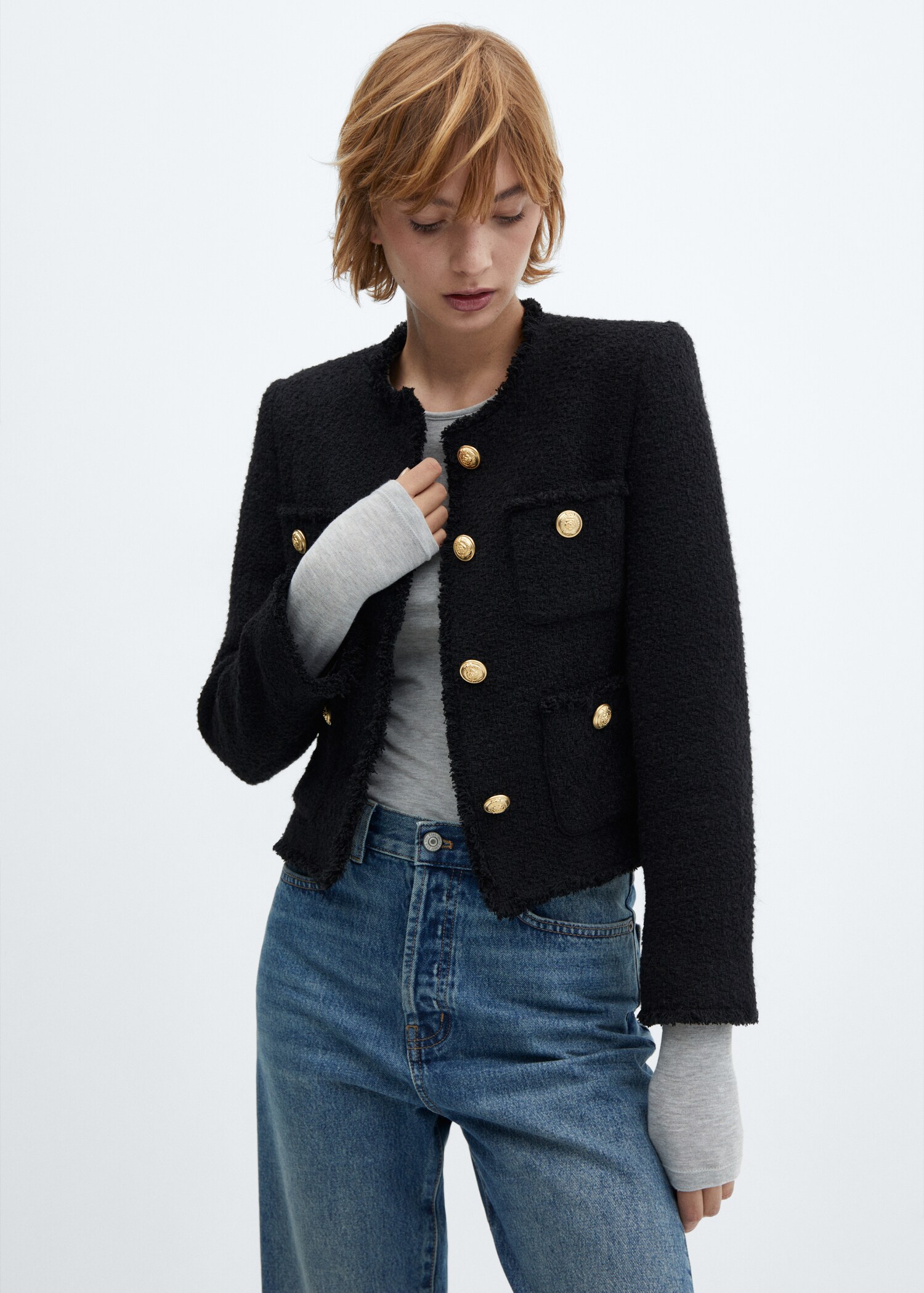 Pocket tweed jacket - Medium plane