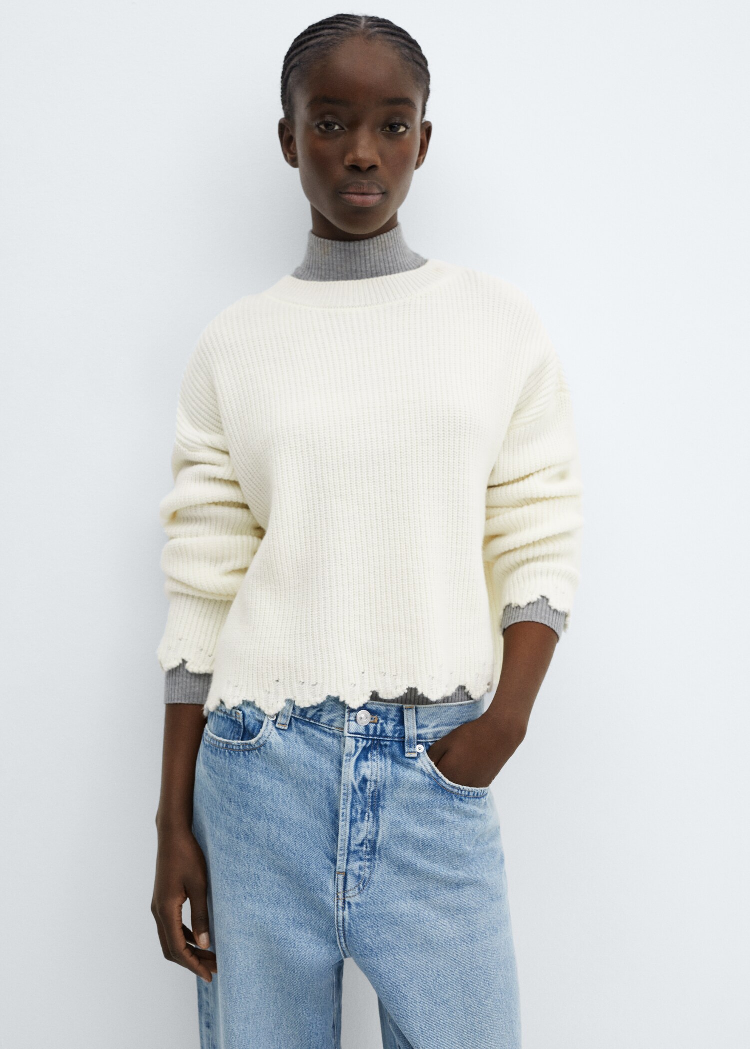 Pull-over maille col rond - Plan moyen