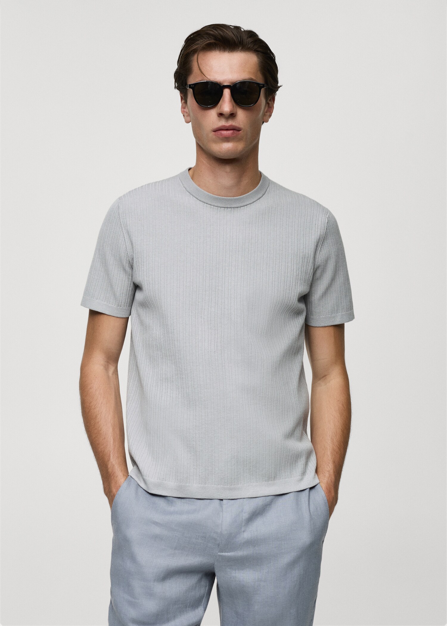 Ribbed  knit t-shirt - Medium plane