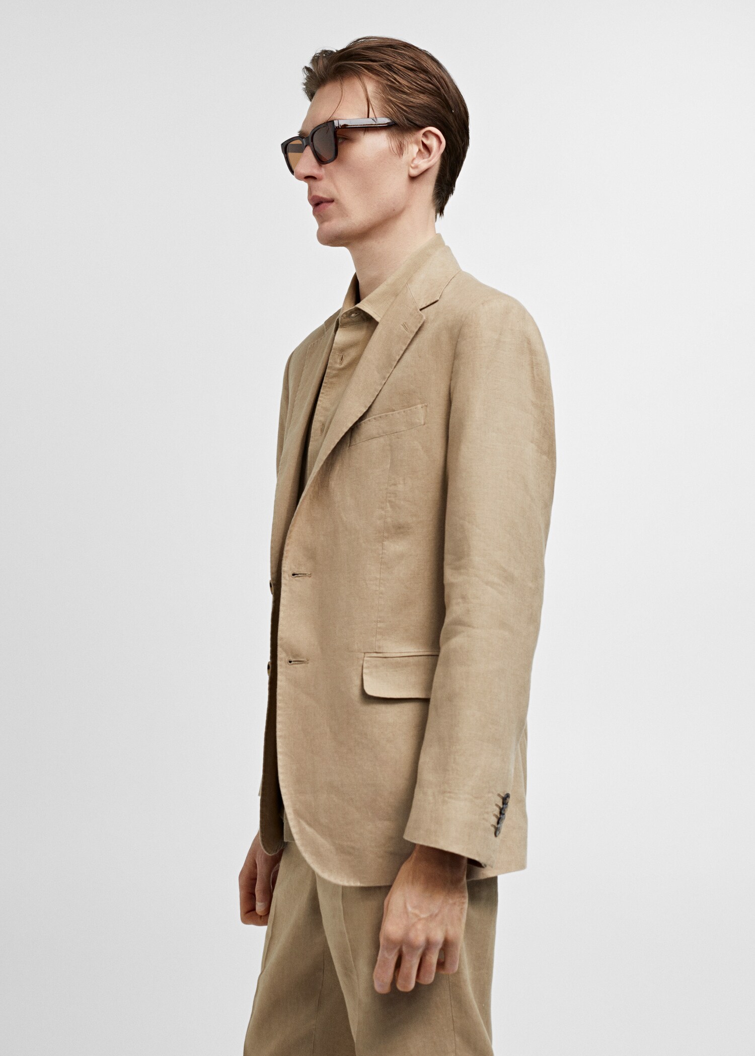 100% linen slim-fit suit jacket - Details of the article 2