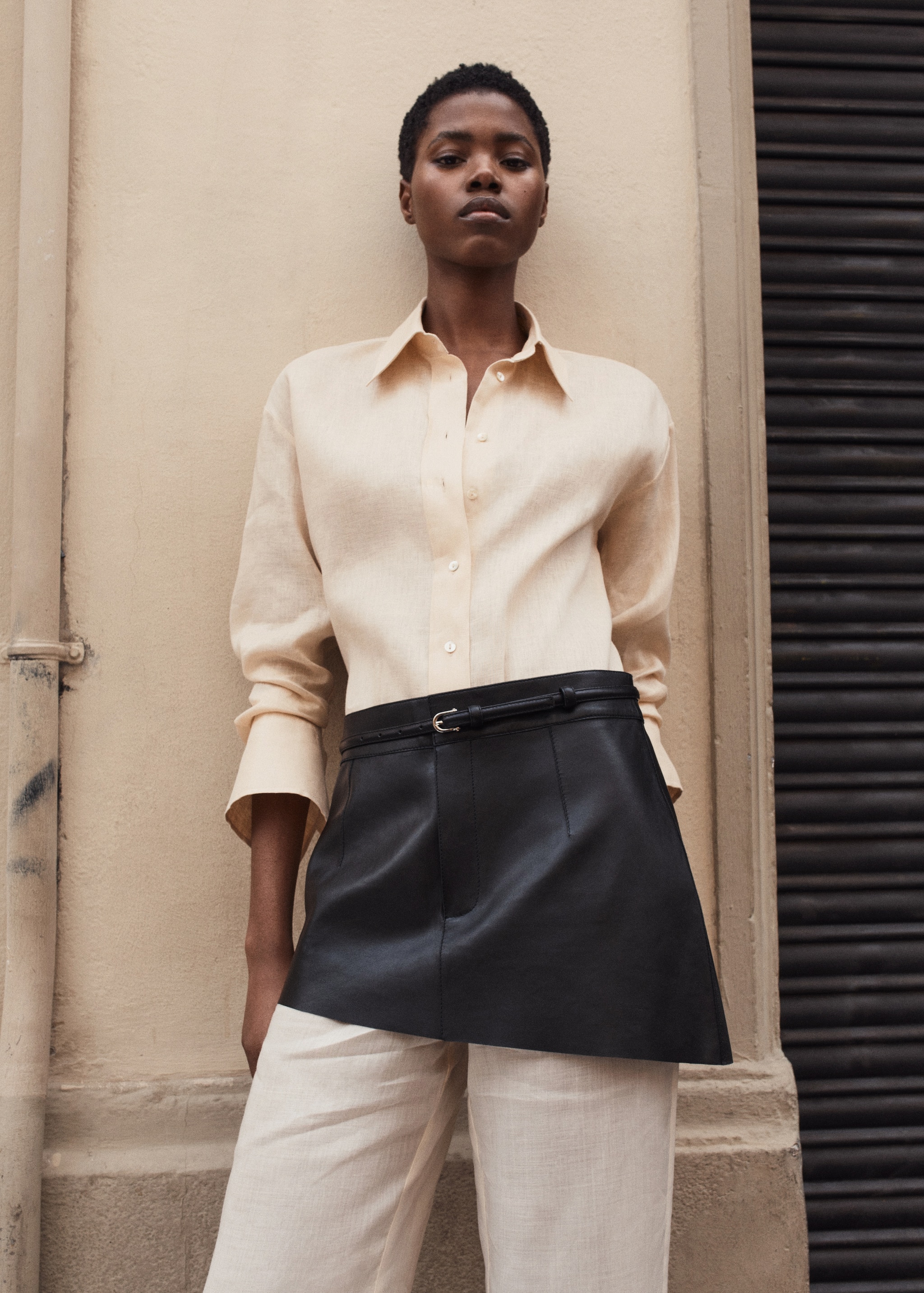 Asymmetrical leather sash skirt - Details of the article 9