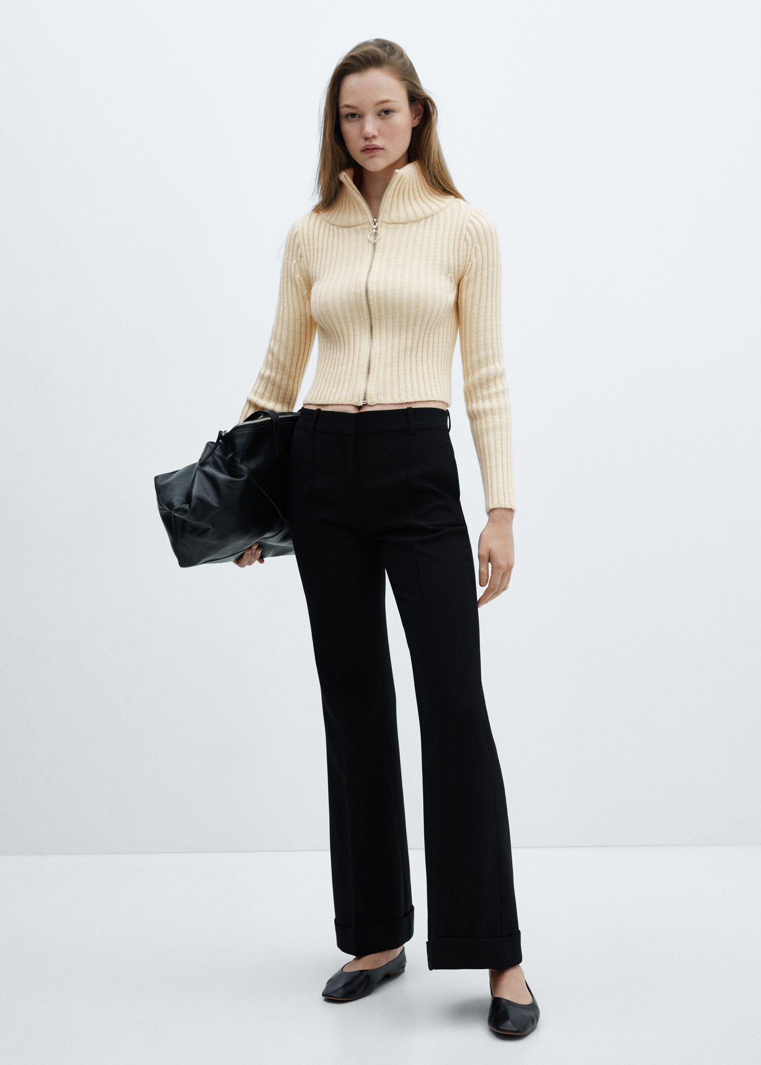 Zipper crop cardigan - General plane