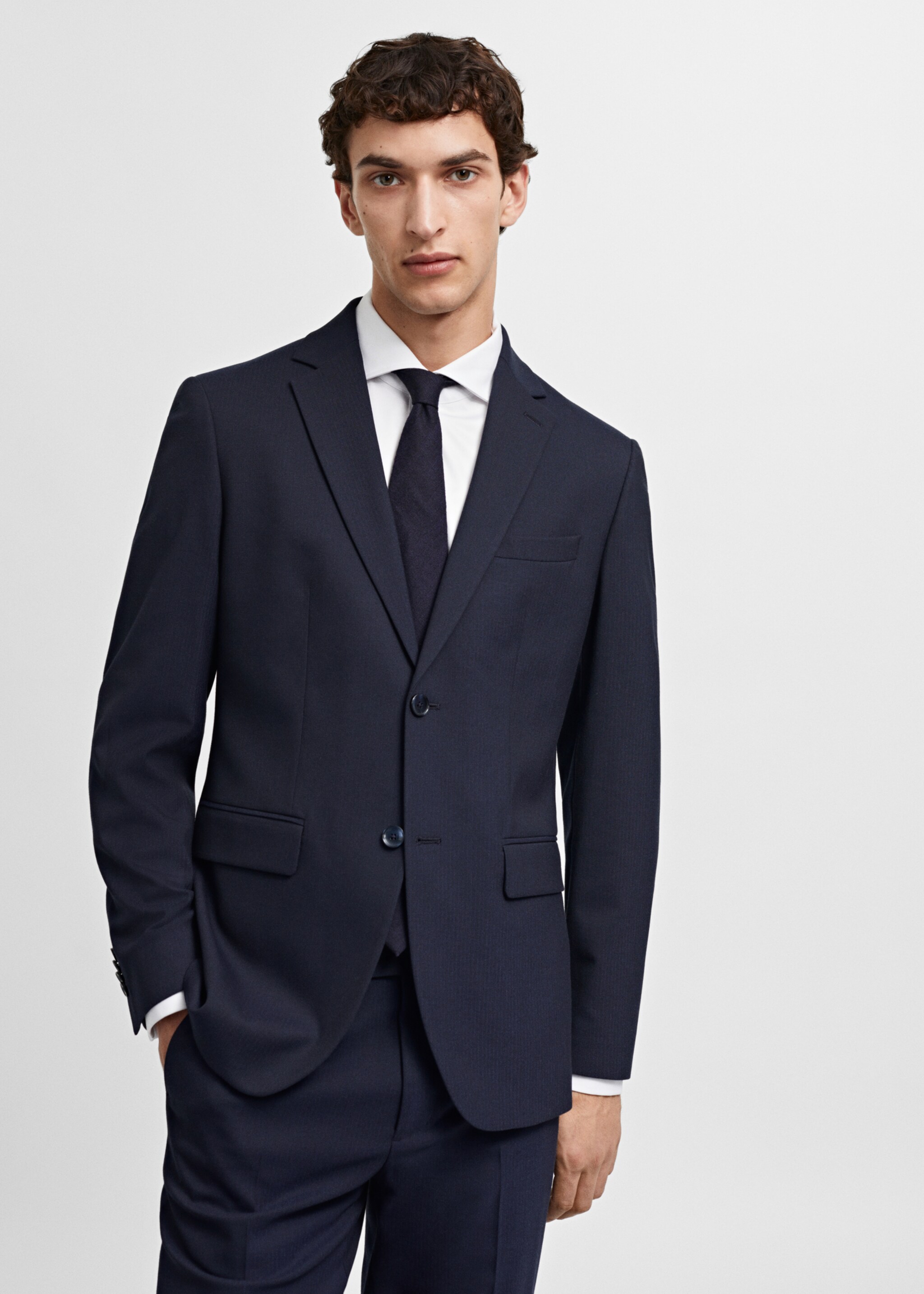 Stretch fabric slim-fit suit jacket - Medium plane