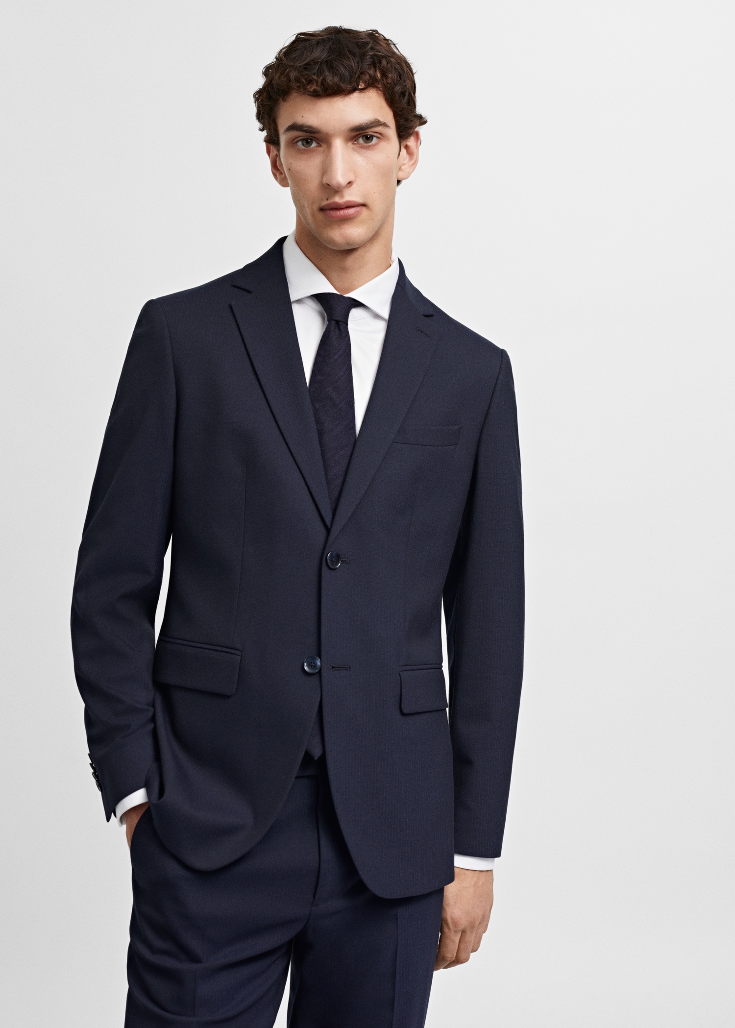 Stretch-fabric slim-fit suit jacket - Medium plane