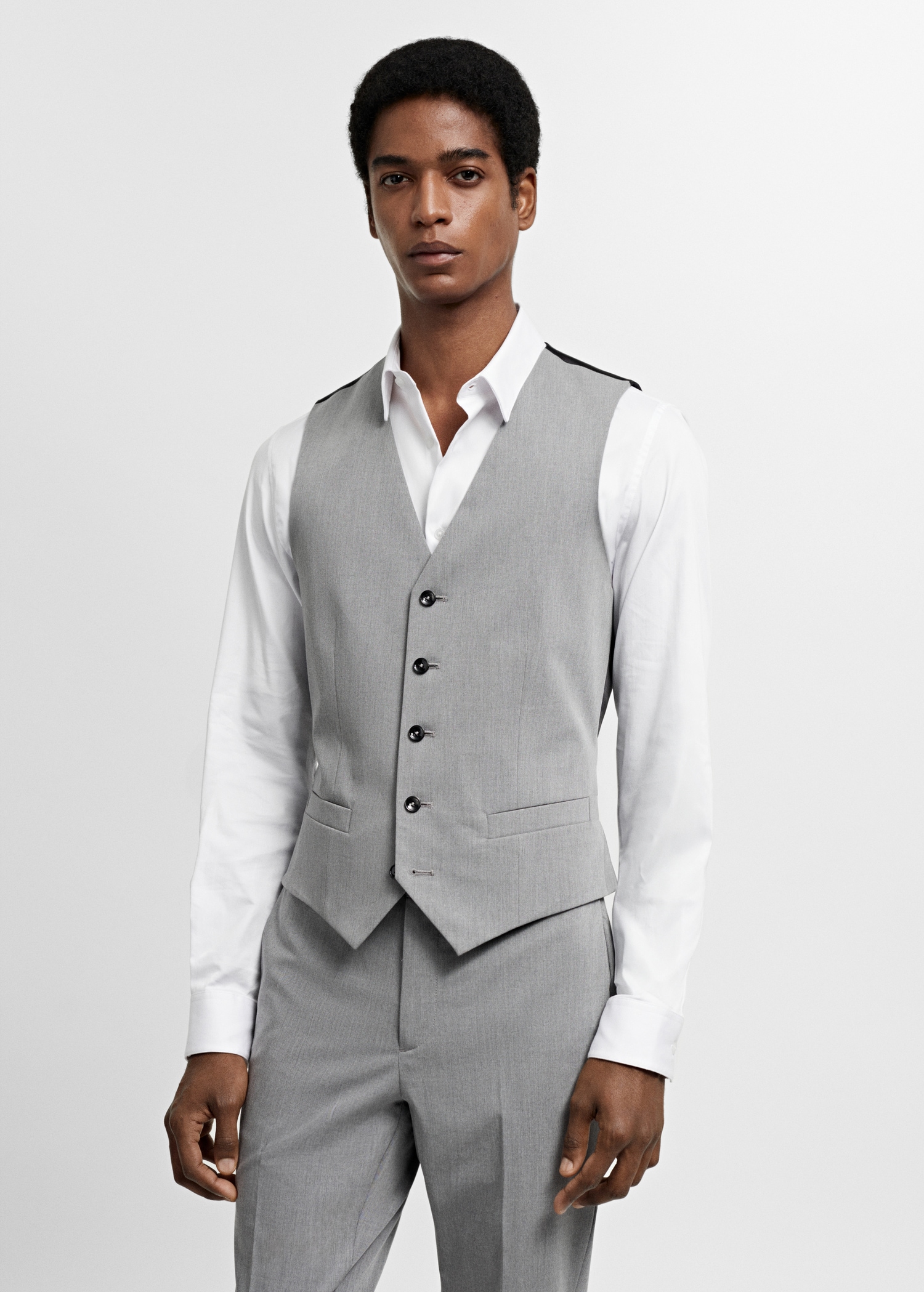 Super slim-fit stretch-fabric suit waistcoat - Medium plane