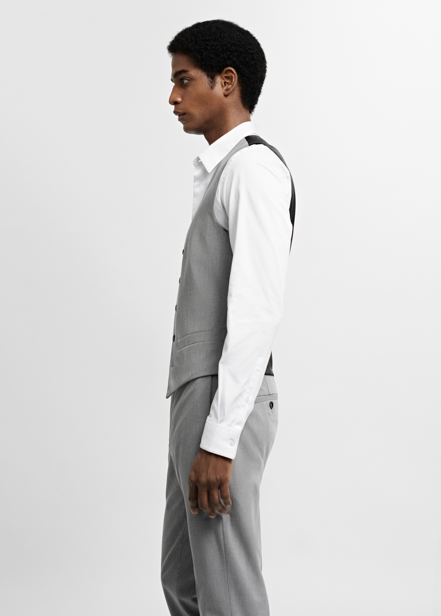 Super slim-fit stretch-fabric suit waistcoat - Details of the article 2
