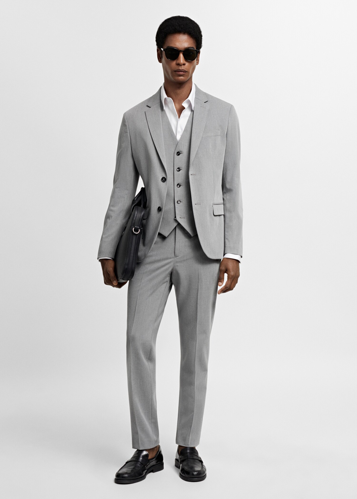 Super slim-fit stretch-fabric suit waistcoat - General plane