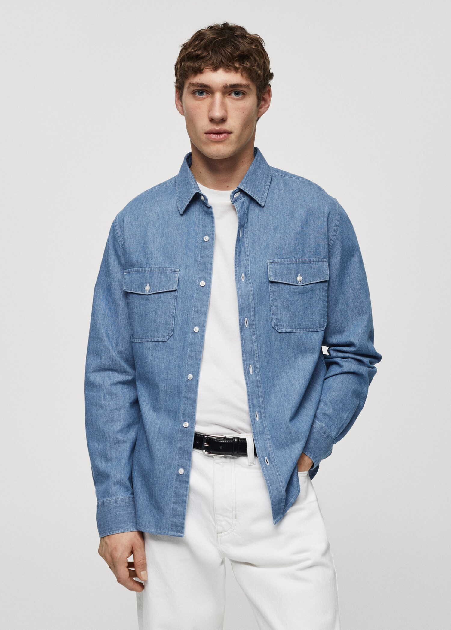 Denim-Overshirt mit Taschen - Mittlere Ansicht