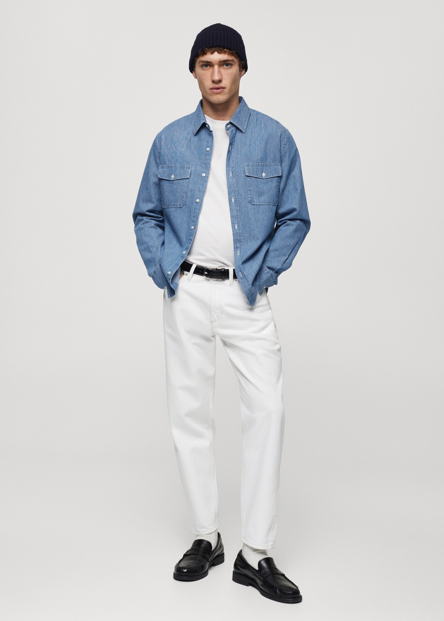 Sobrecamisa denim bolsillos - Plano general