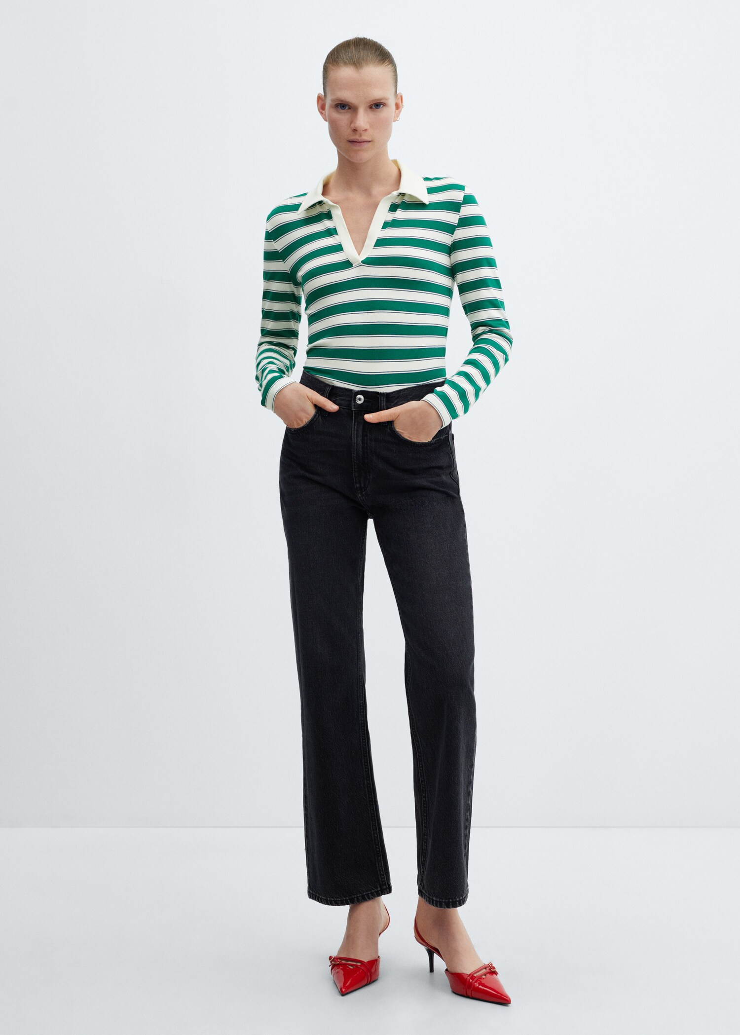 V-neck striped polo shirt - General plane