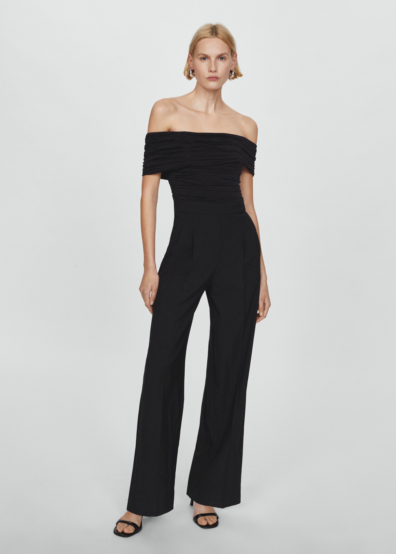 Off-the-shoulder jumpsuit with gathered detail - General plane