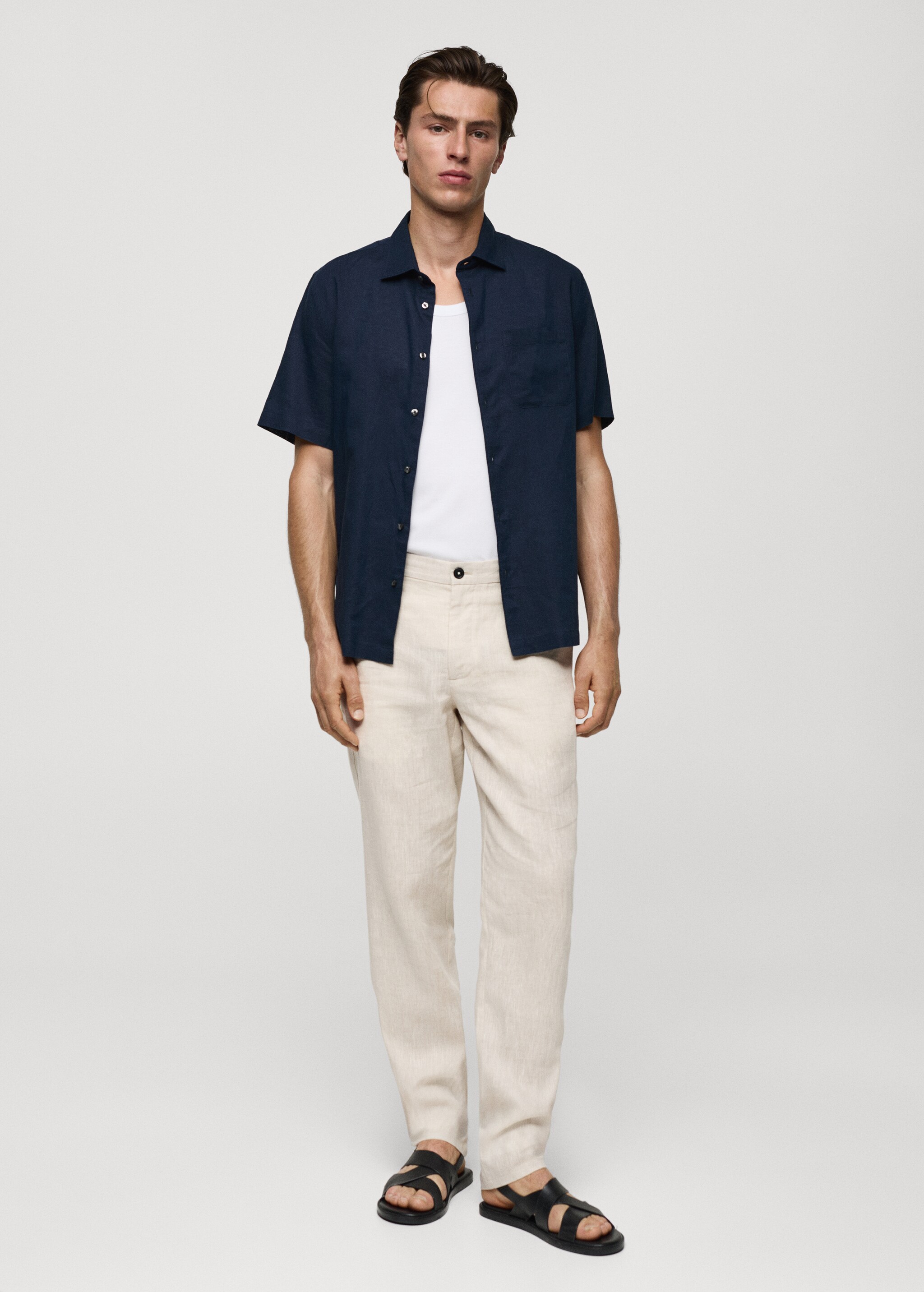 Regular-fit linen shirt with pocket - General plane