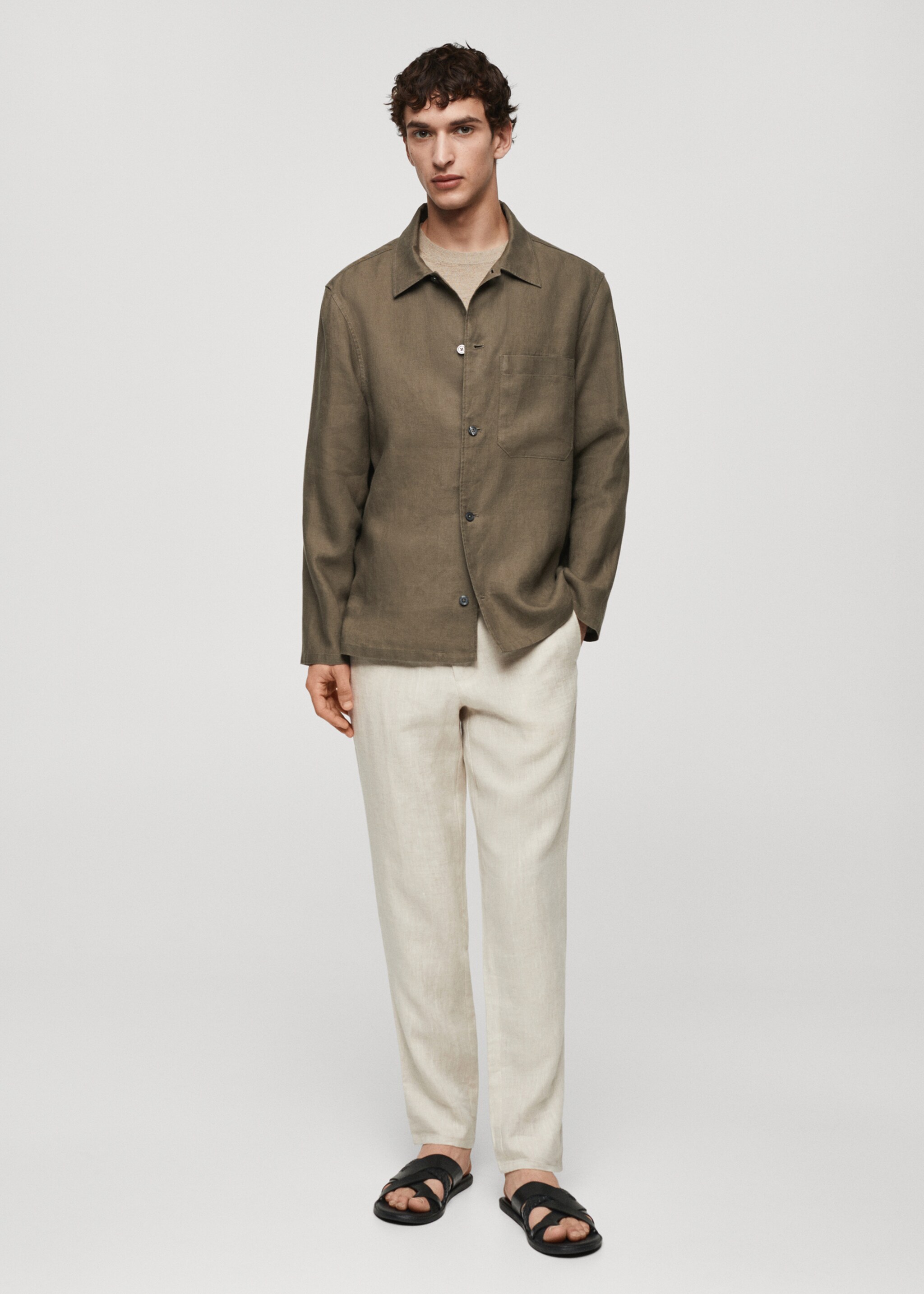 Regular-fit 100% linen overshirt - General plane