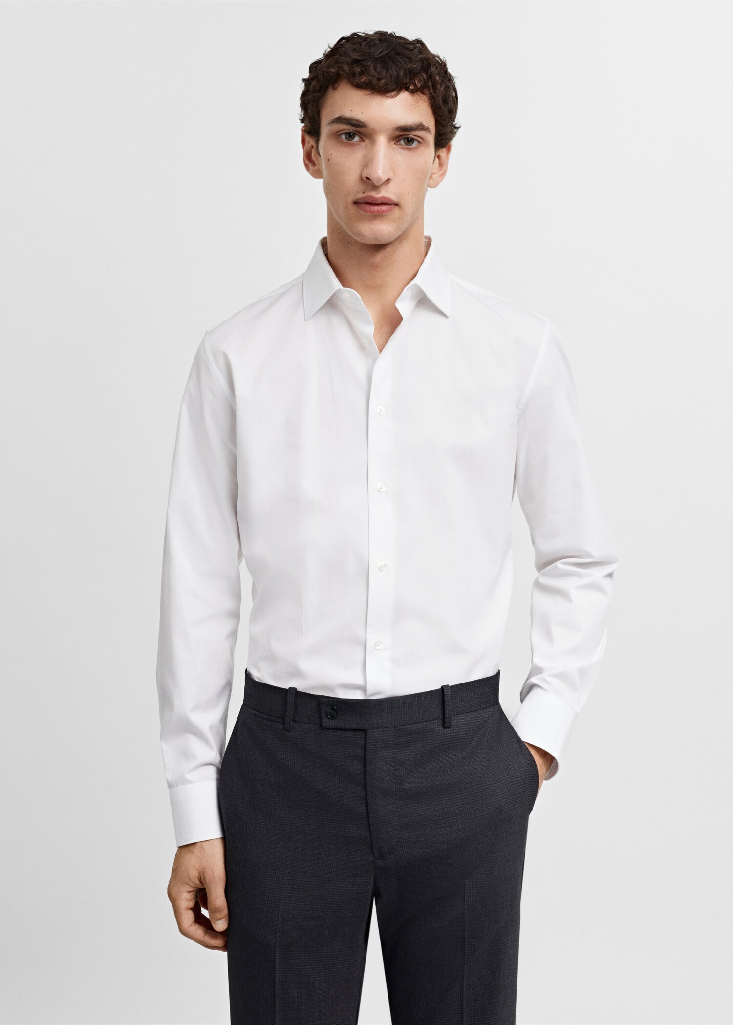 Chemise costume slim-fit popeline coton - Plan moyen