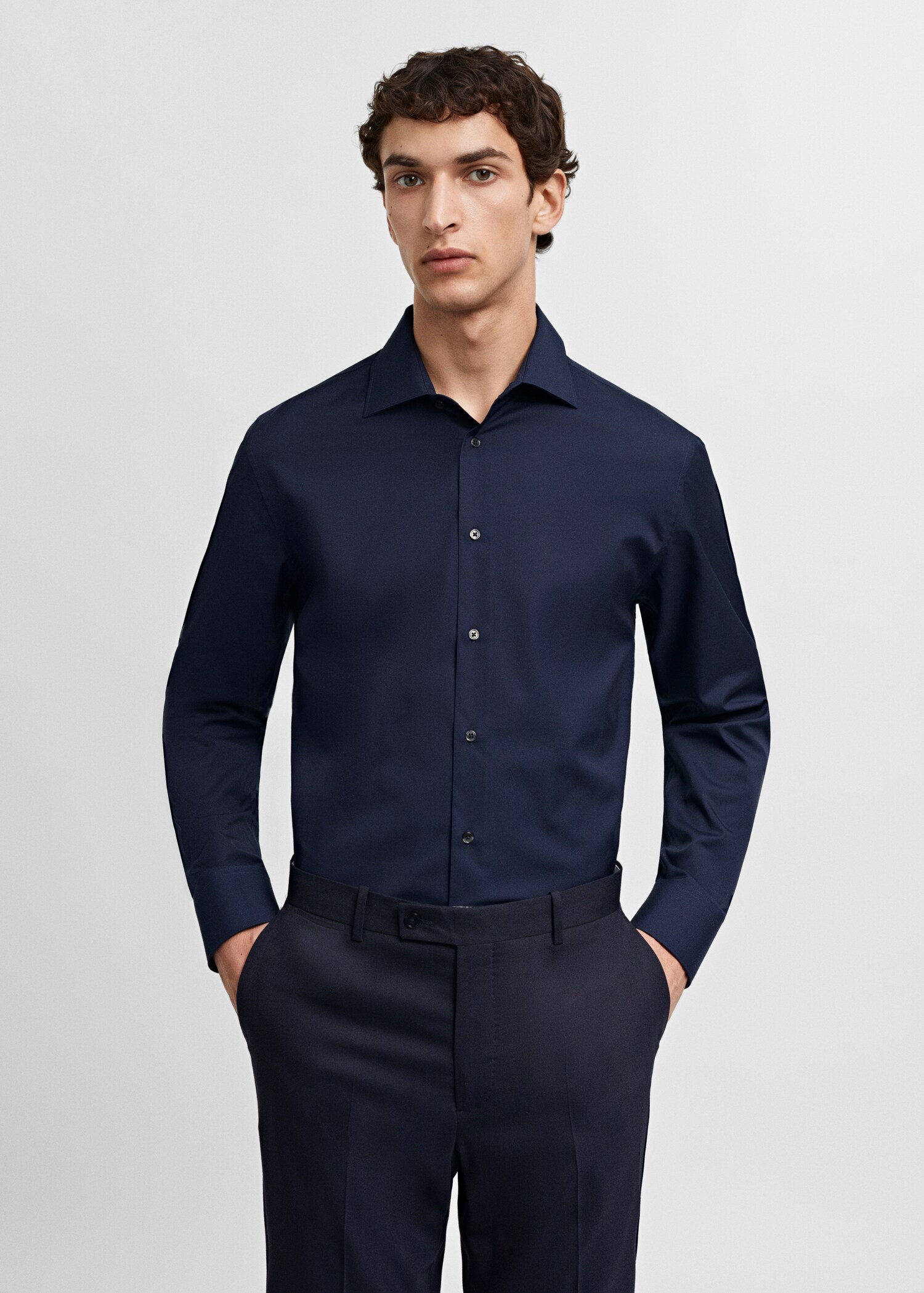 Chemise costume slim-fit popeline coton - Plan moyen