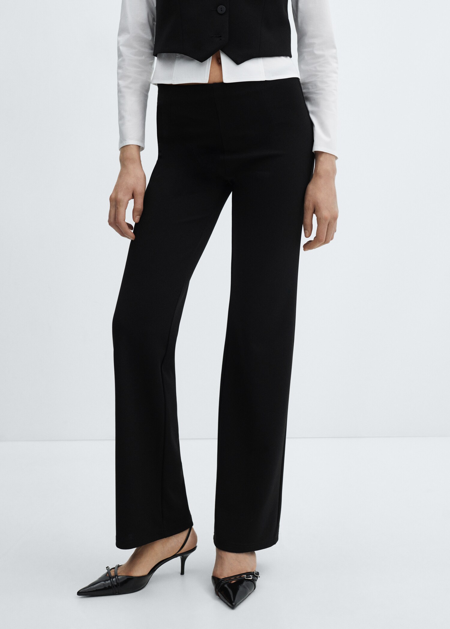 Calças retas de malha - Plano médio