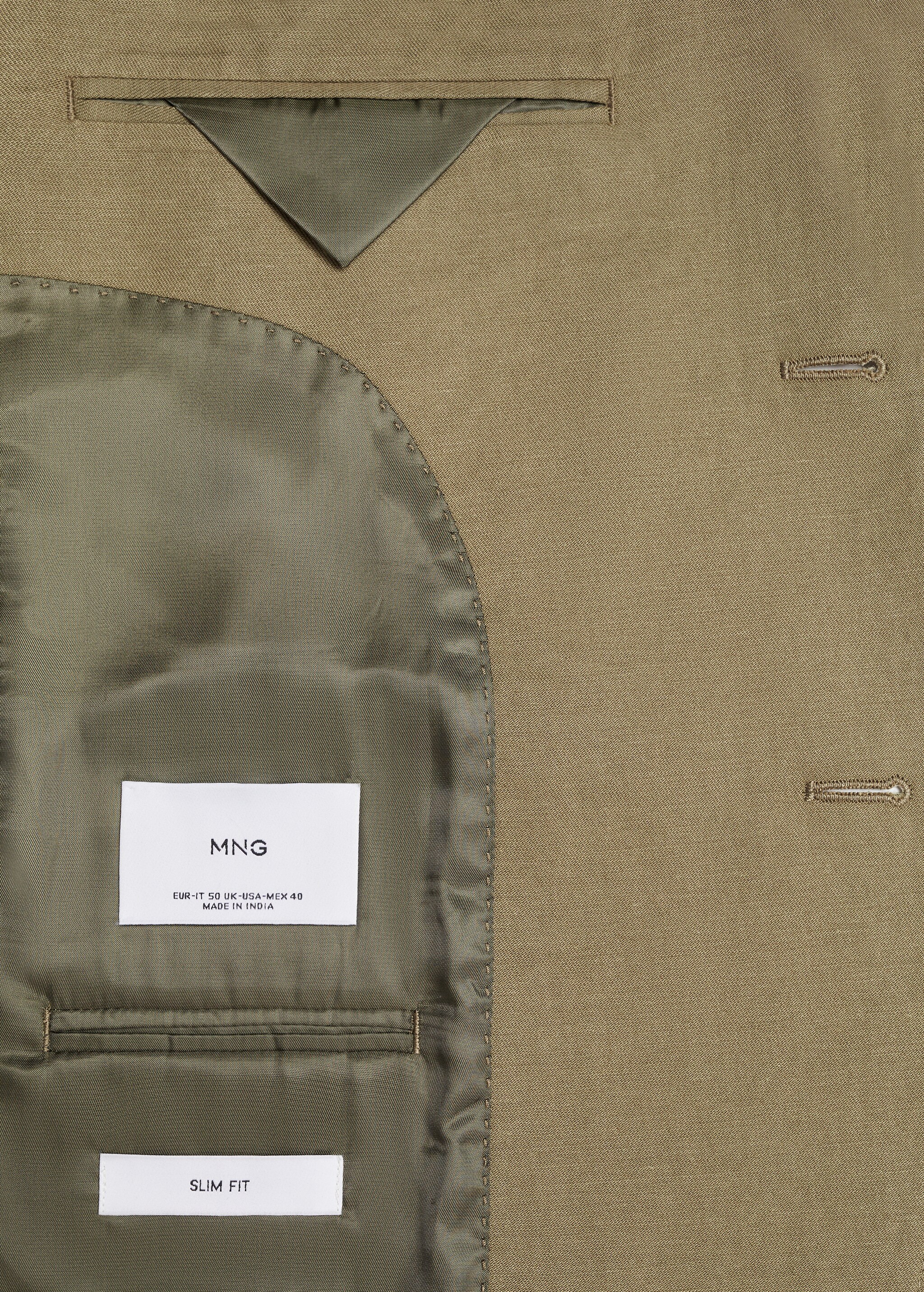 Slim fit linen and cotton suit jacket - Details of the article 8