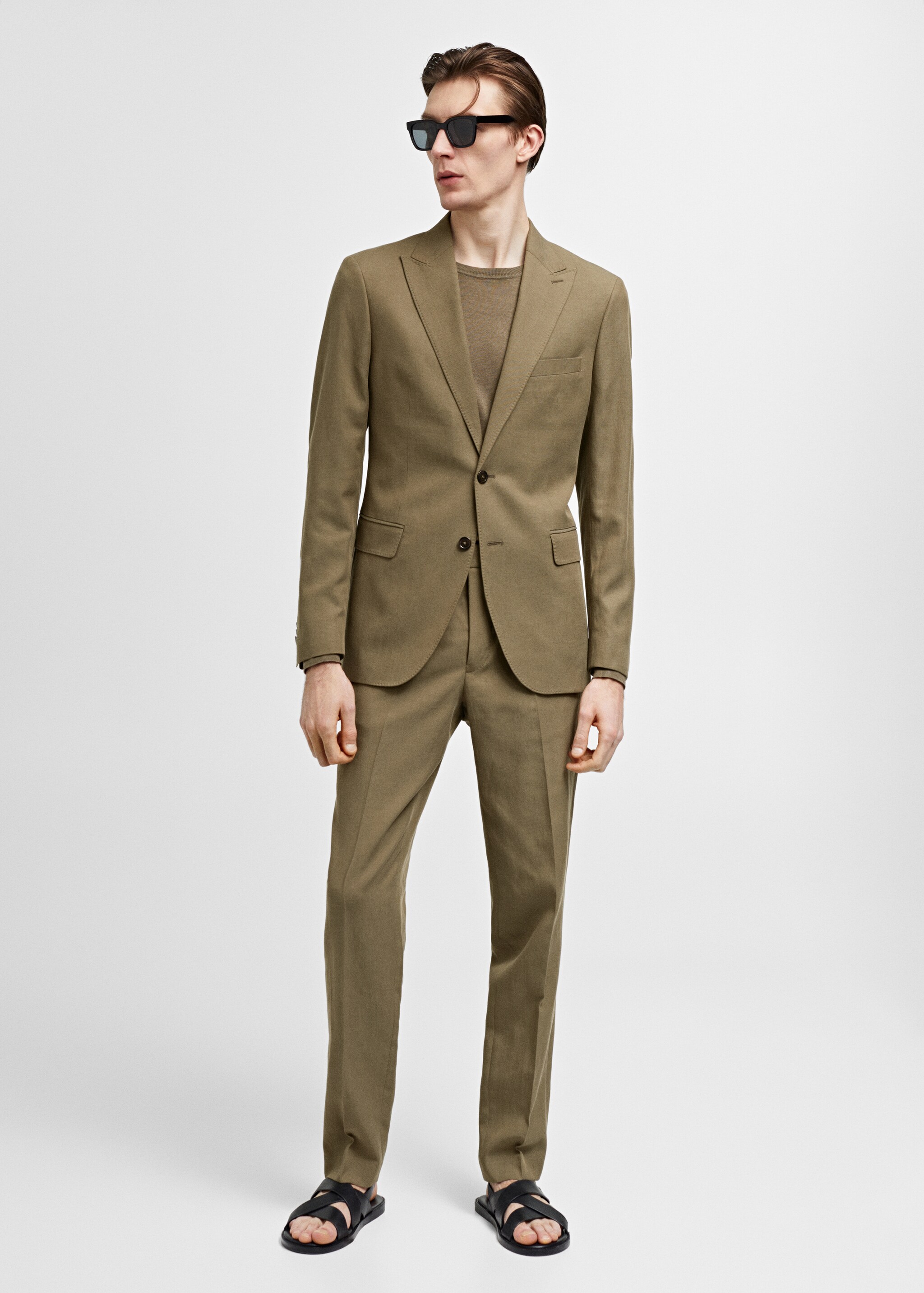 Slim fit linen and cotton suit jacket - General plane