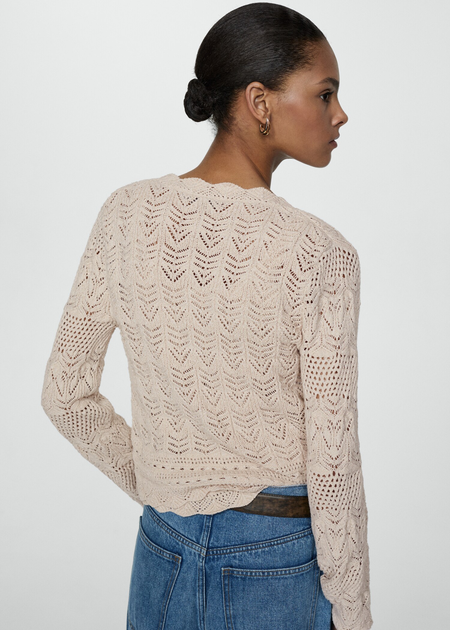 Openwork details cardigan - Reverse of the article