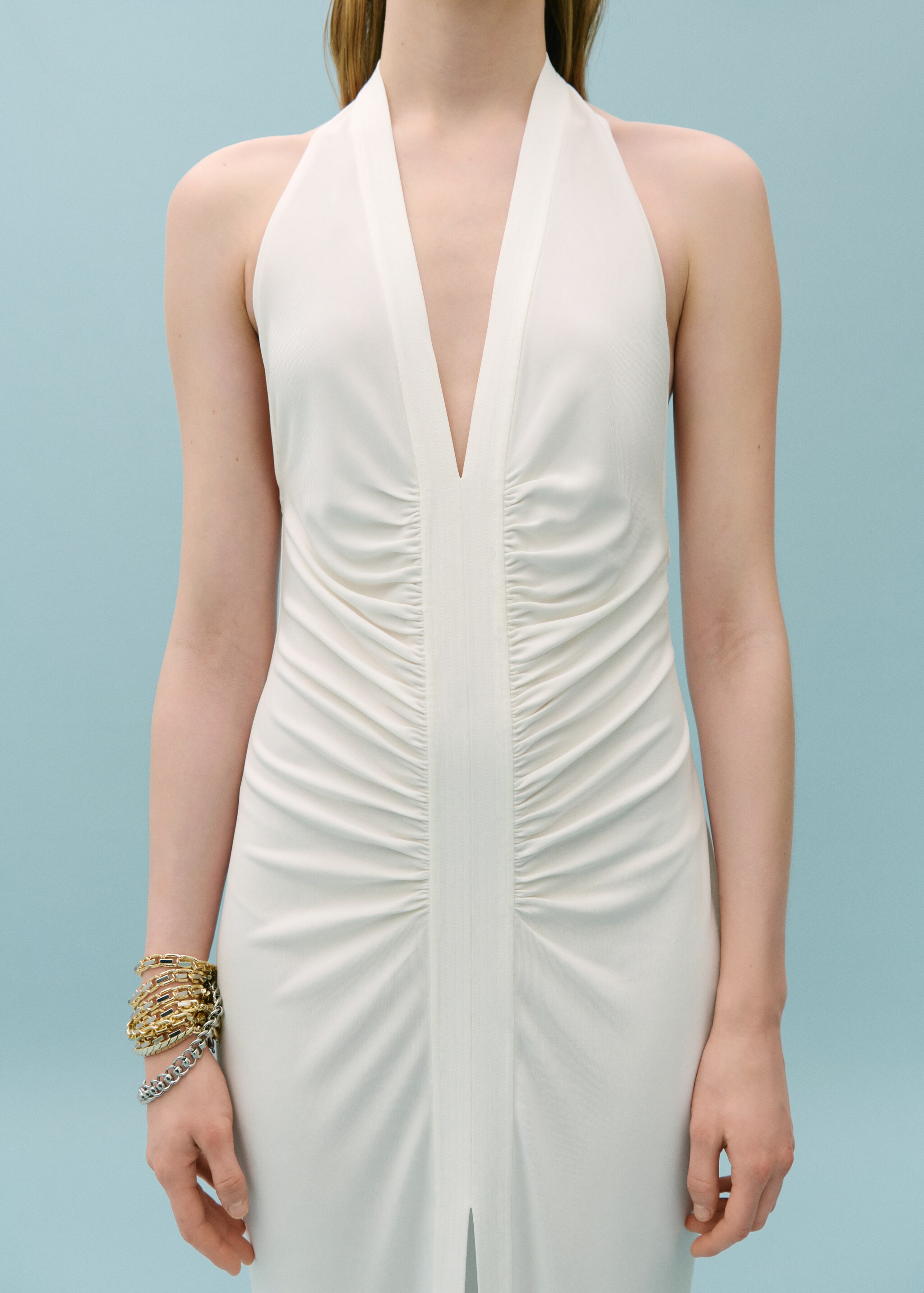 Draped halter dress with opening - Details of the article 6