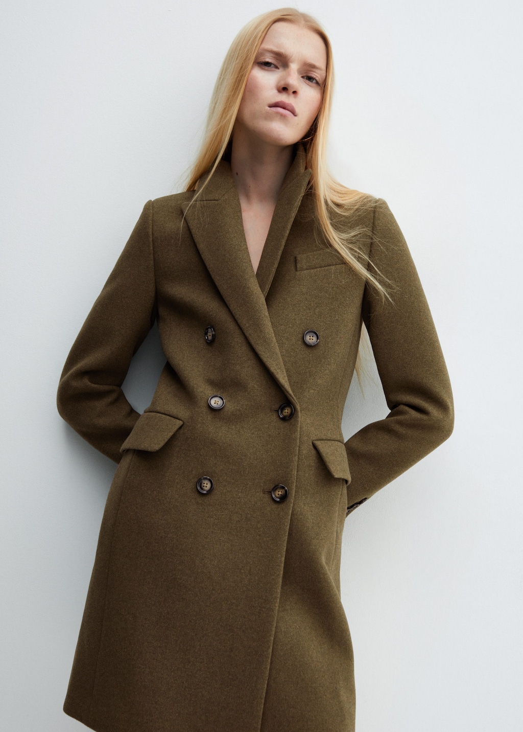 Double-breasted wool coat