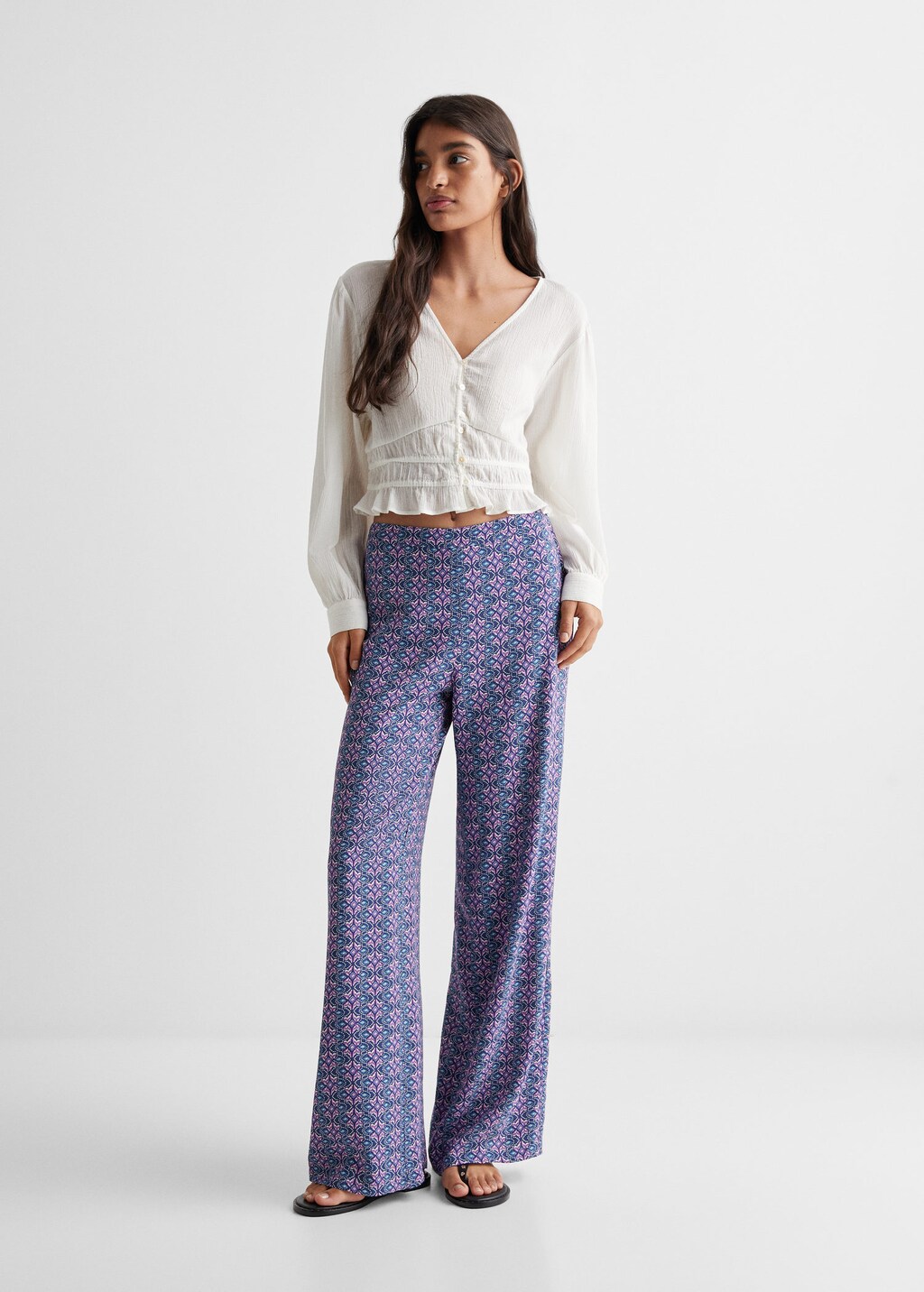 Printed straight trousers