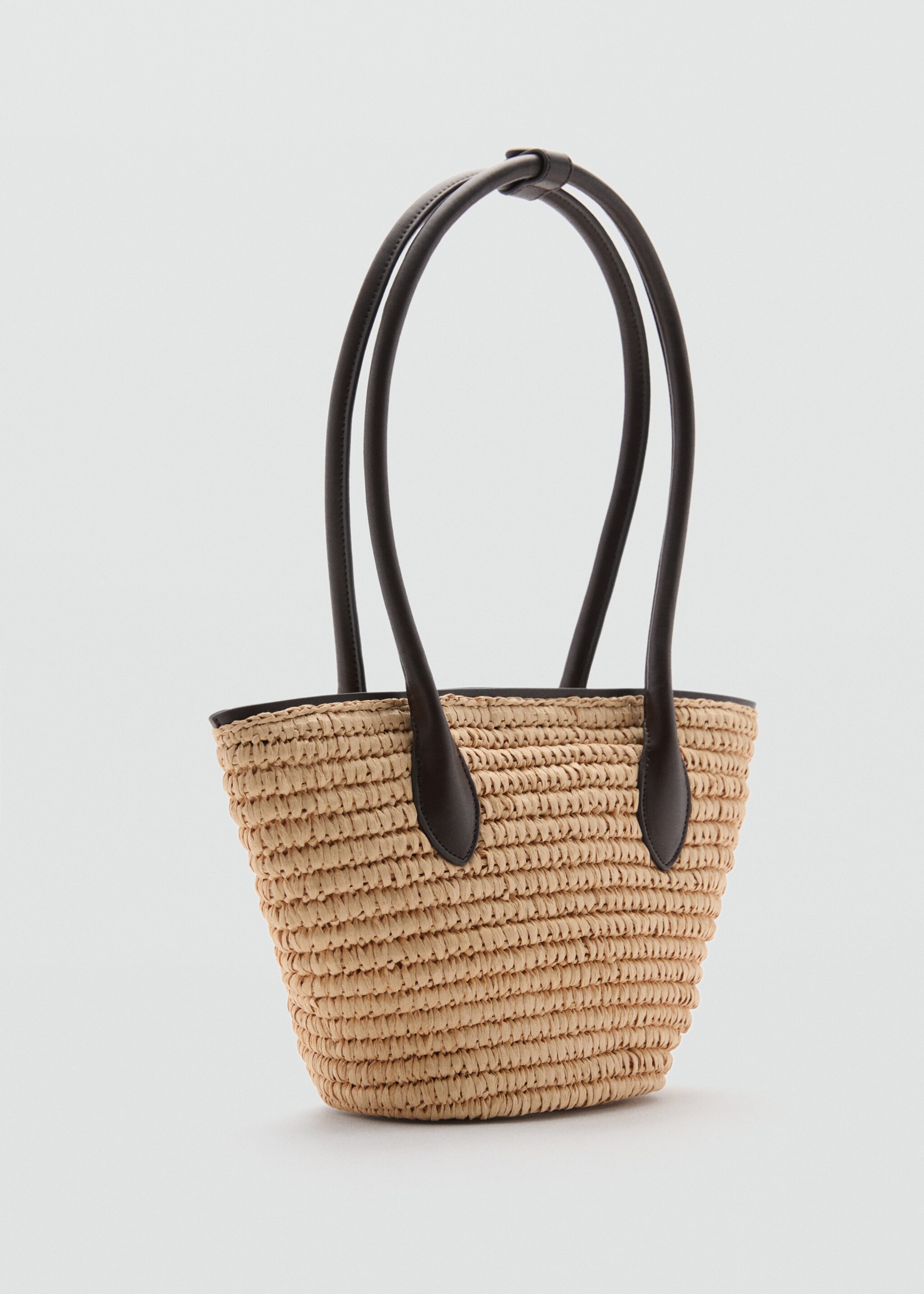 Natural fibre basket bag - Medium plane, Chocolate. Ref: 77000237-00.