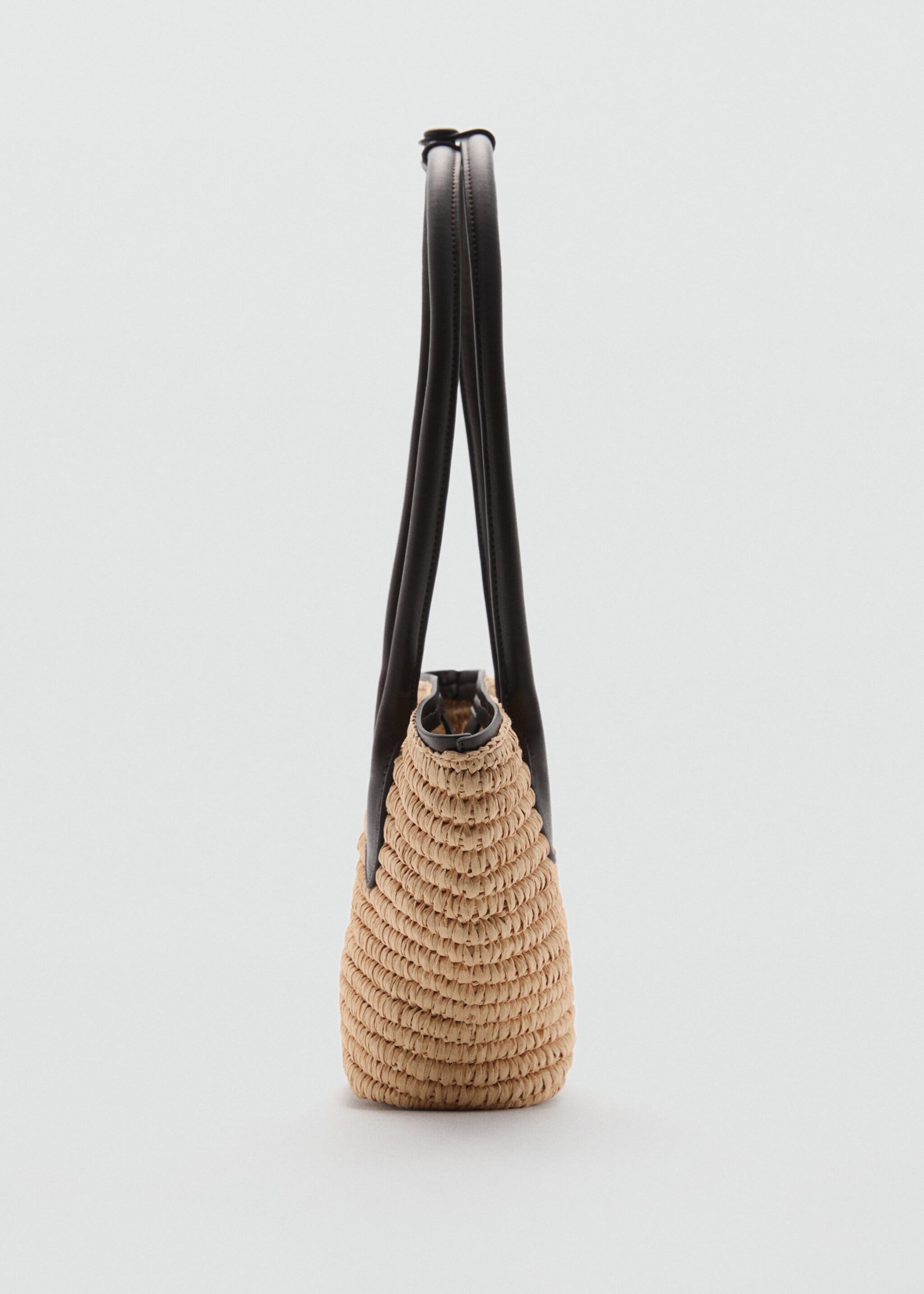 Natural fibre basket bag - Details of the article 1, Chocolate. Ref: 77000237-00.