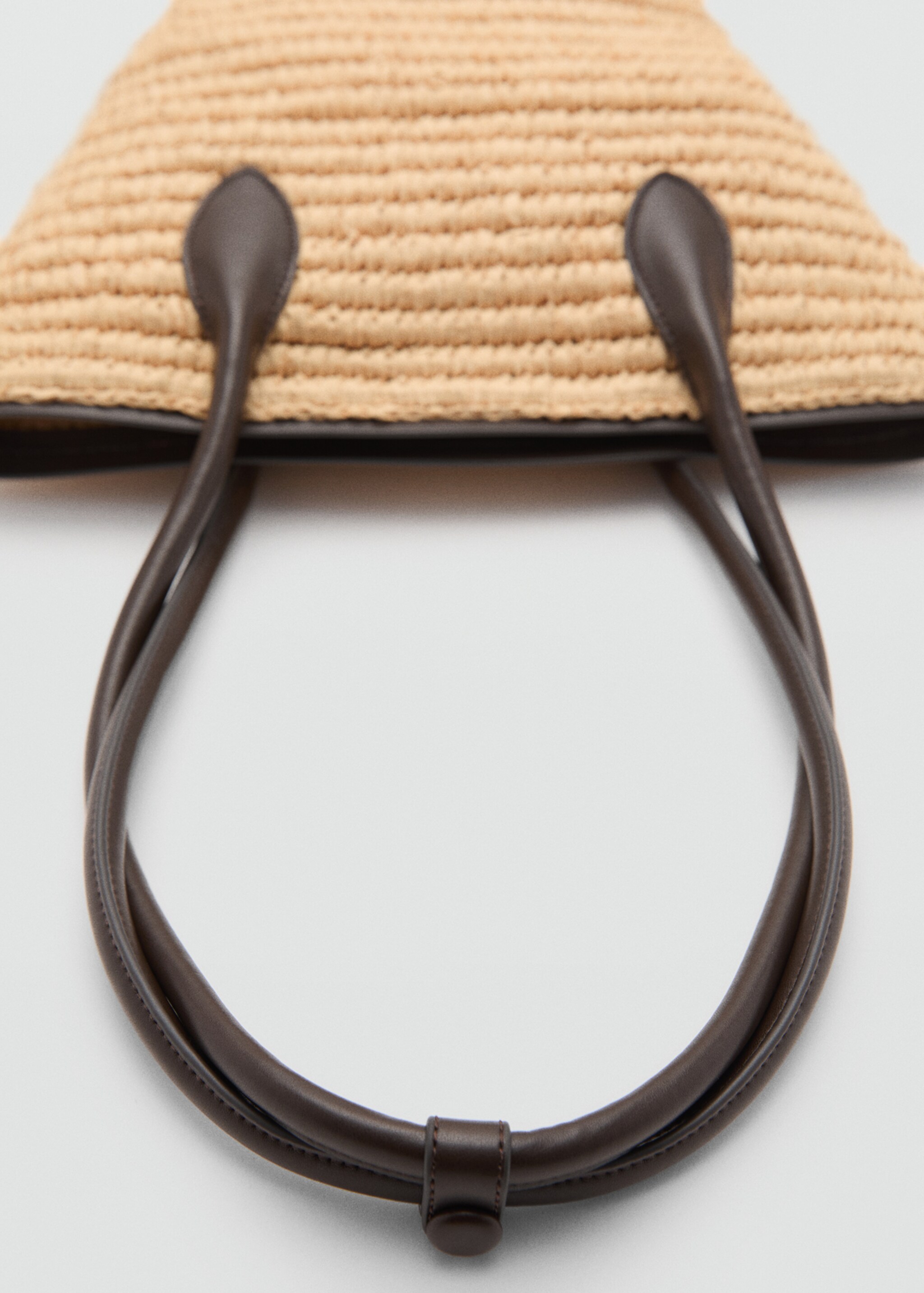 Natural fibre basket bag - Details of the article 3, Chocolate. Ref: 77000237-00.