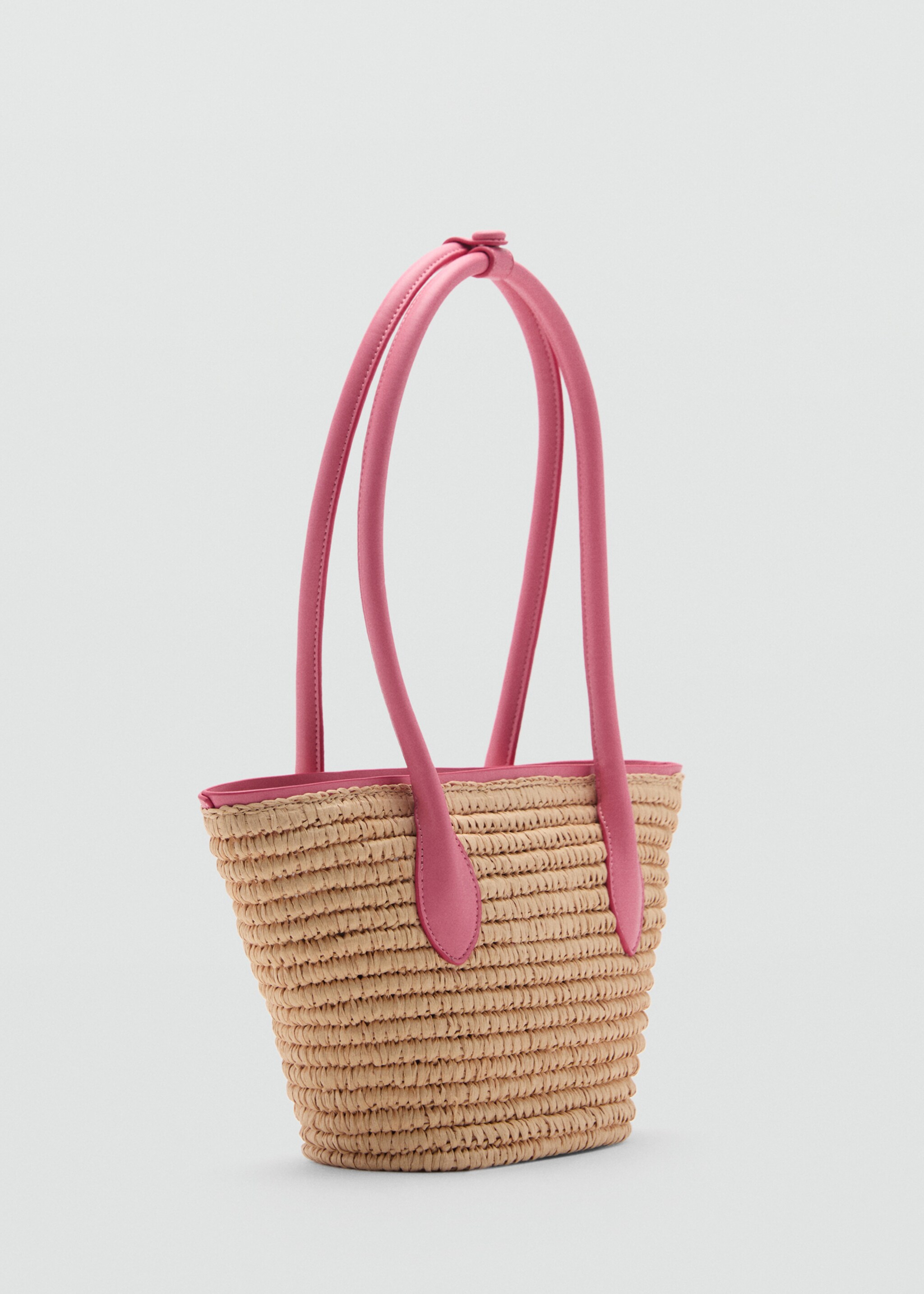 Natural fibre basket bag - Medium plane, Bubblegum Pink. Ref: 77000237-00.