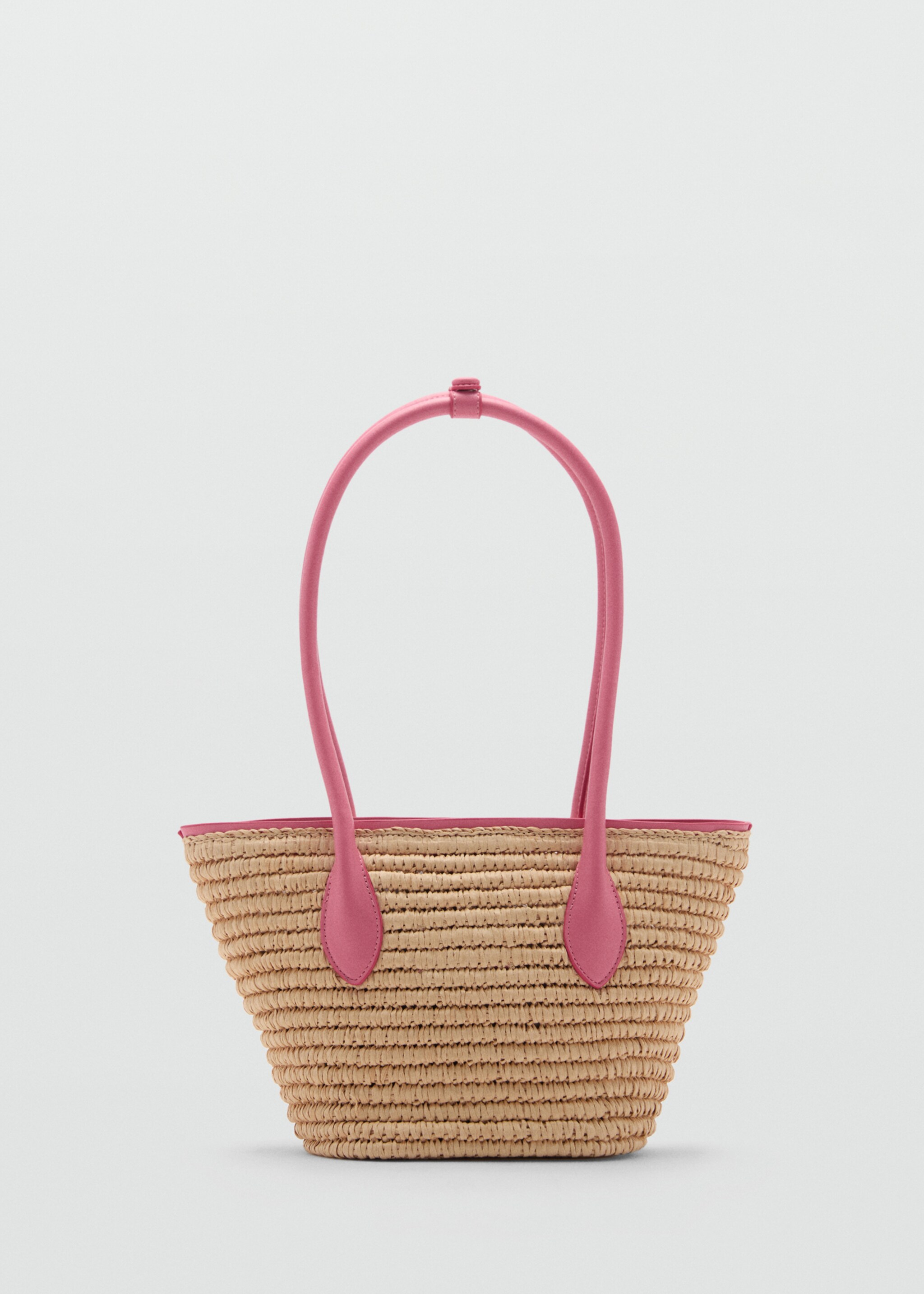 Natural fibre basket bag - Article without model, Bubblegum Pink. Ref: 77000237-00.