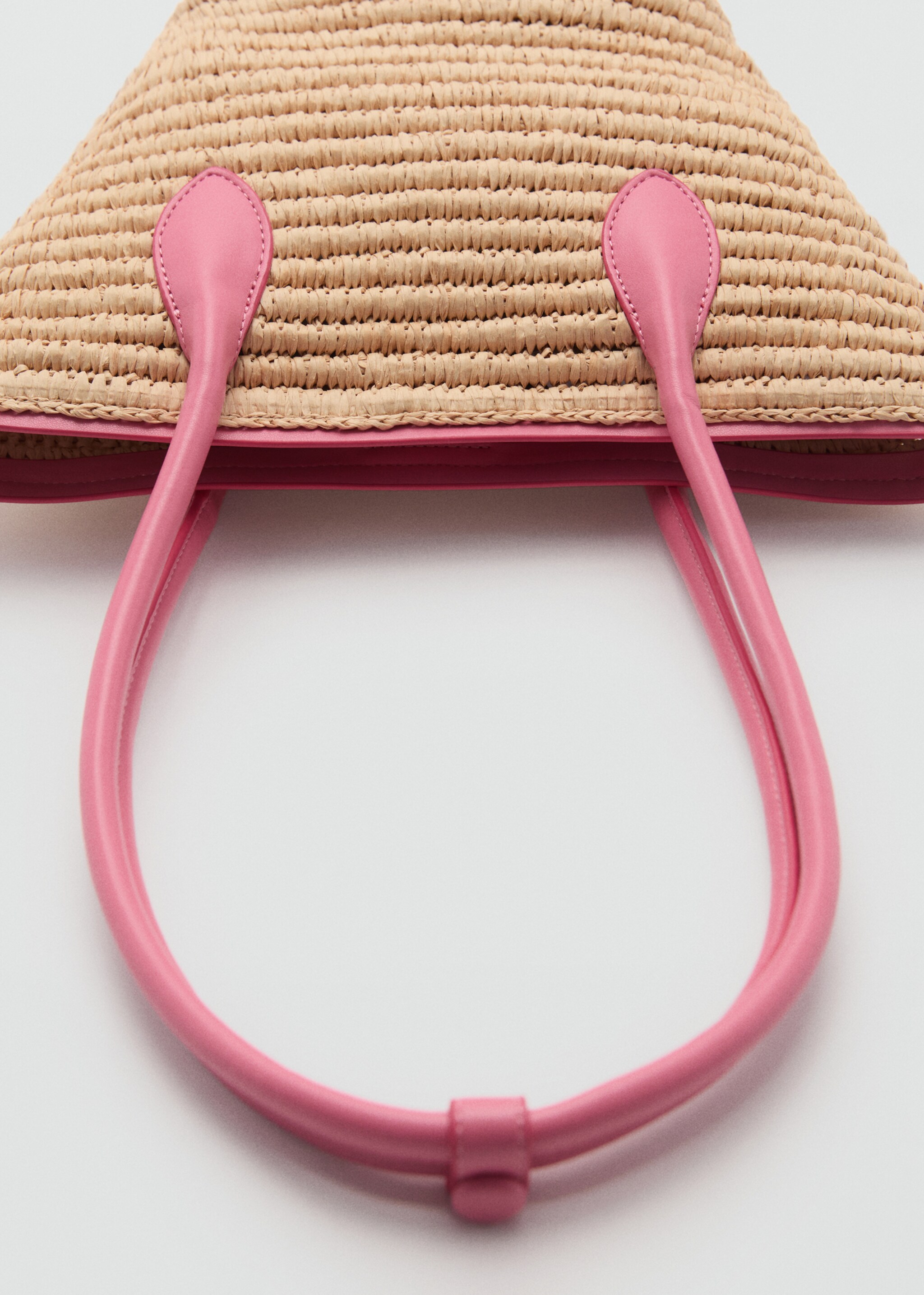 Natural fibre basket bag - Details of the article 1, Bubblegum Pink. Ref: 77000237-00.