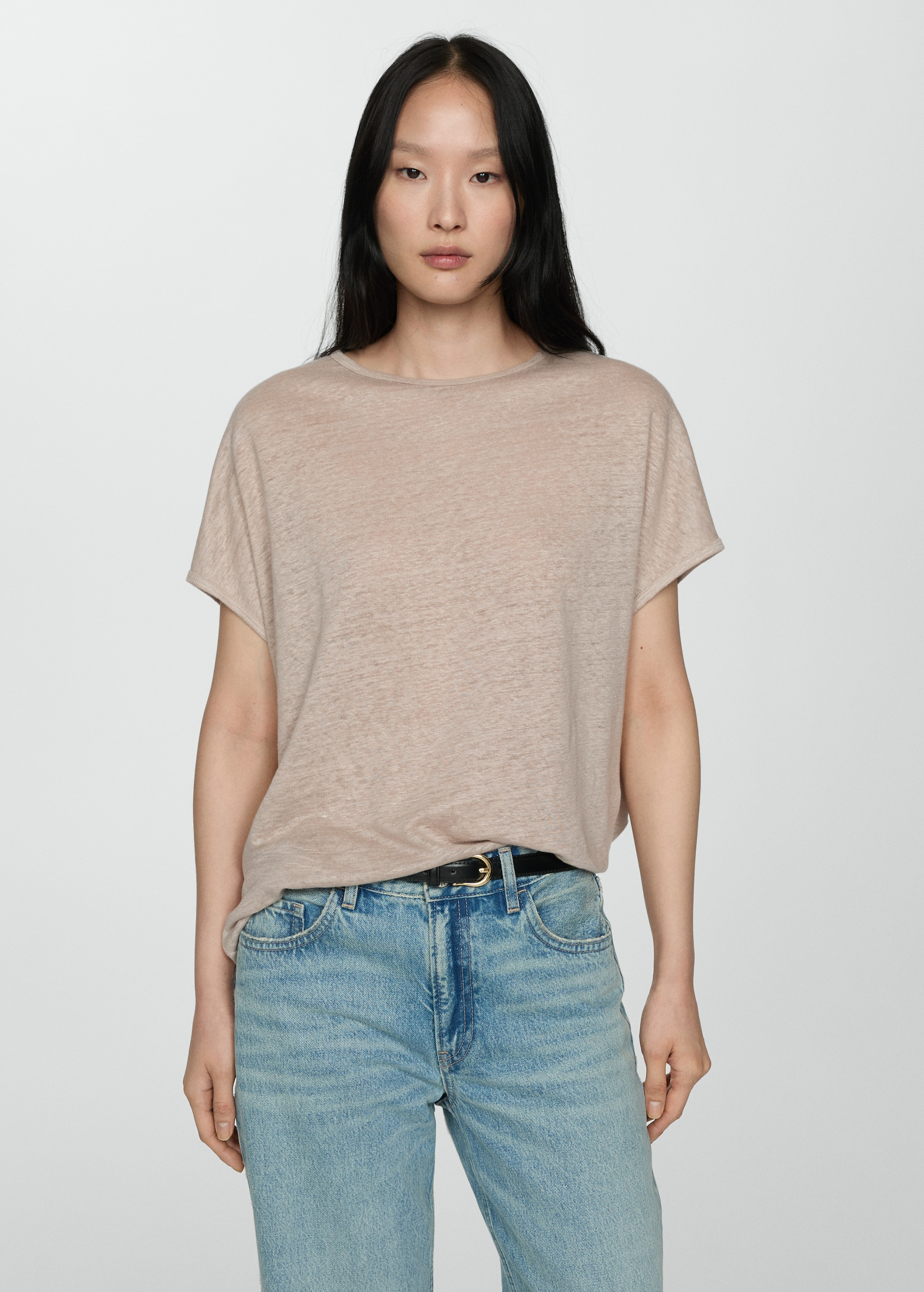 Short-sleeved linen t-shirt - Medium plane