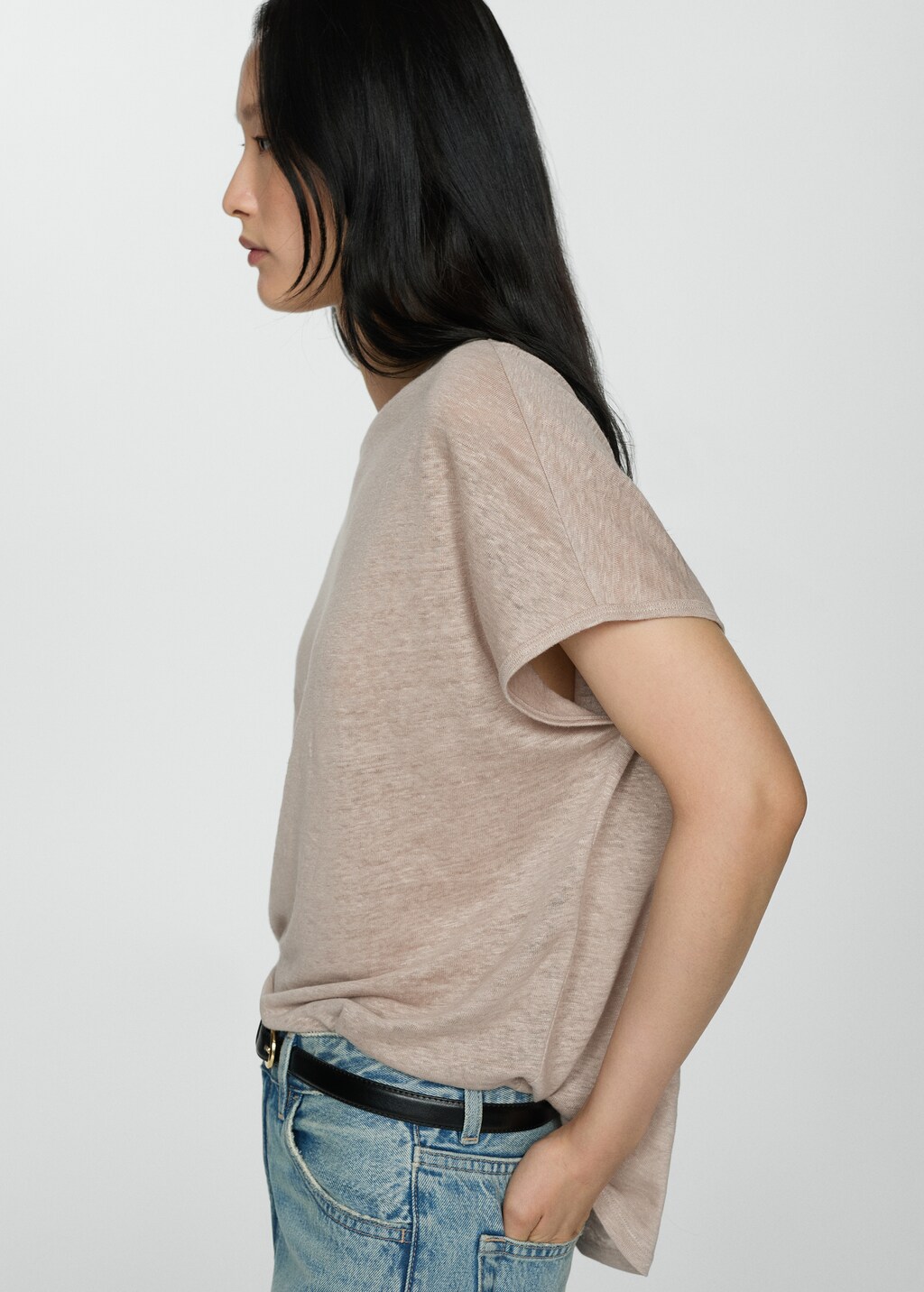 Camiseta lino manga corta Mujer MANGO Espana Peninsula y Baleares