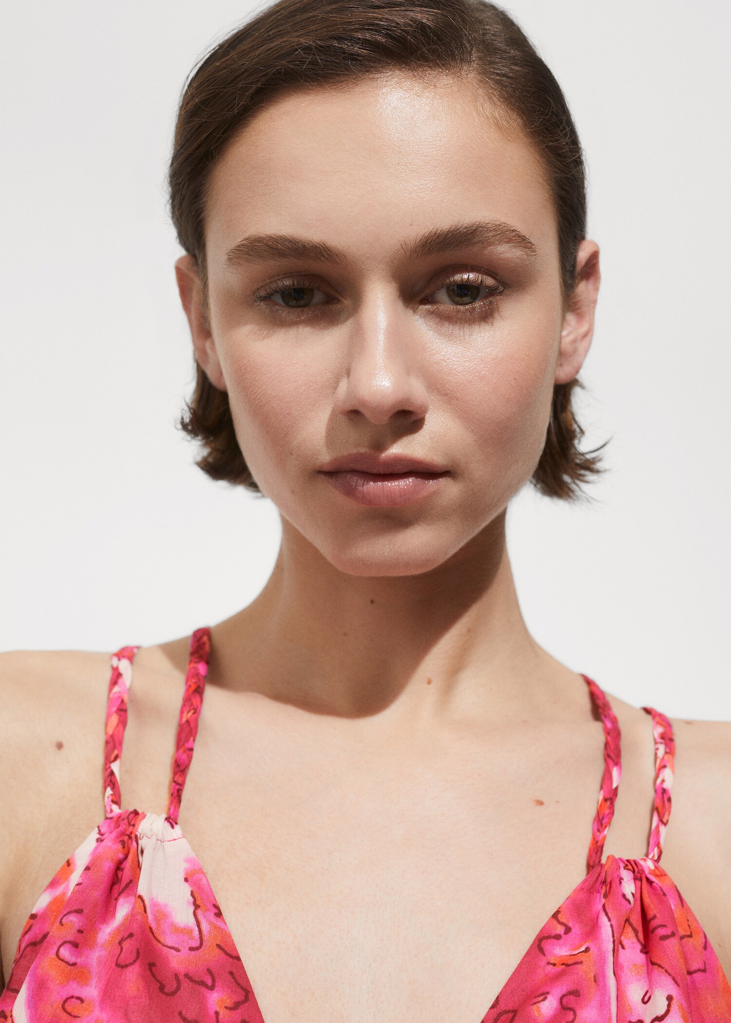 Printed dress with double straps - Woman | MANGO India