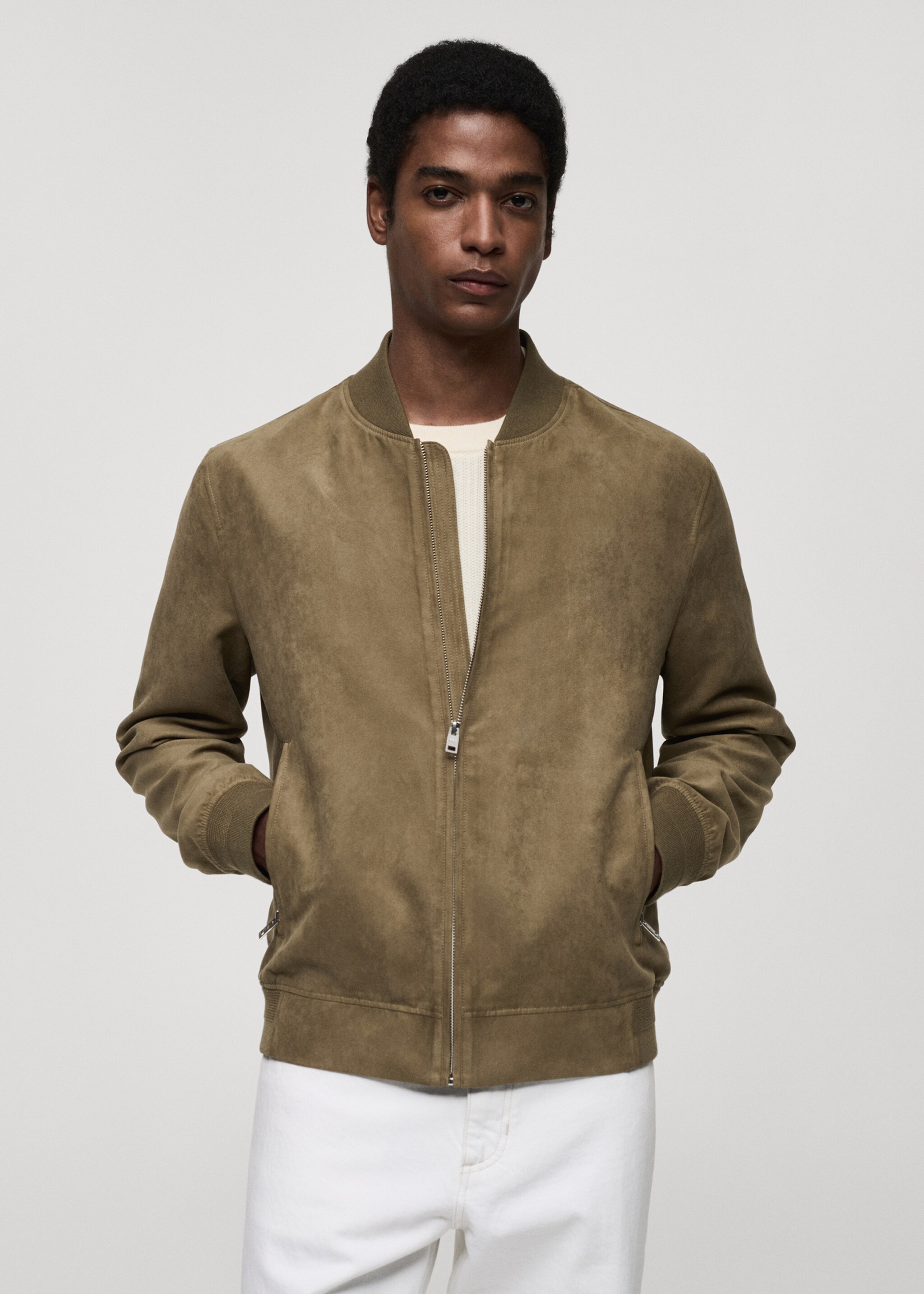 Suede-effect bomber jacket - Средний план