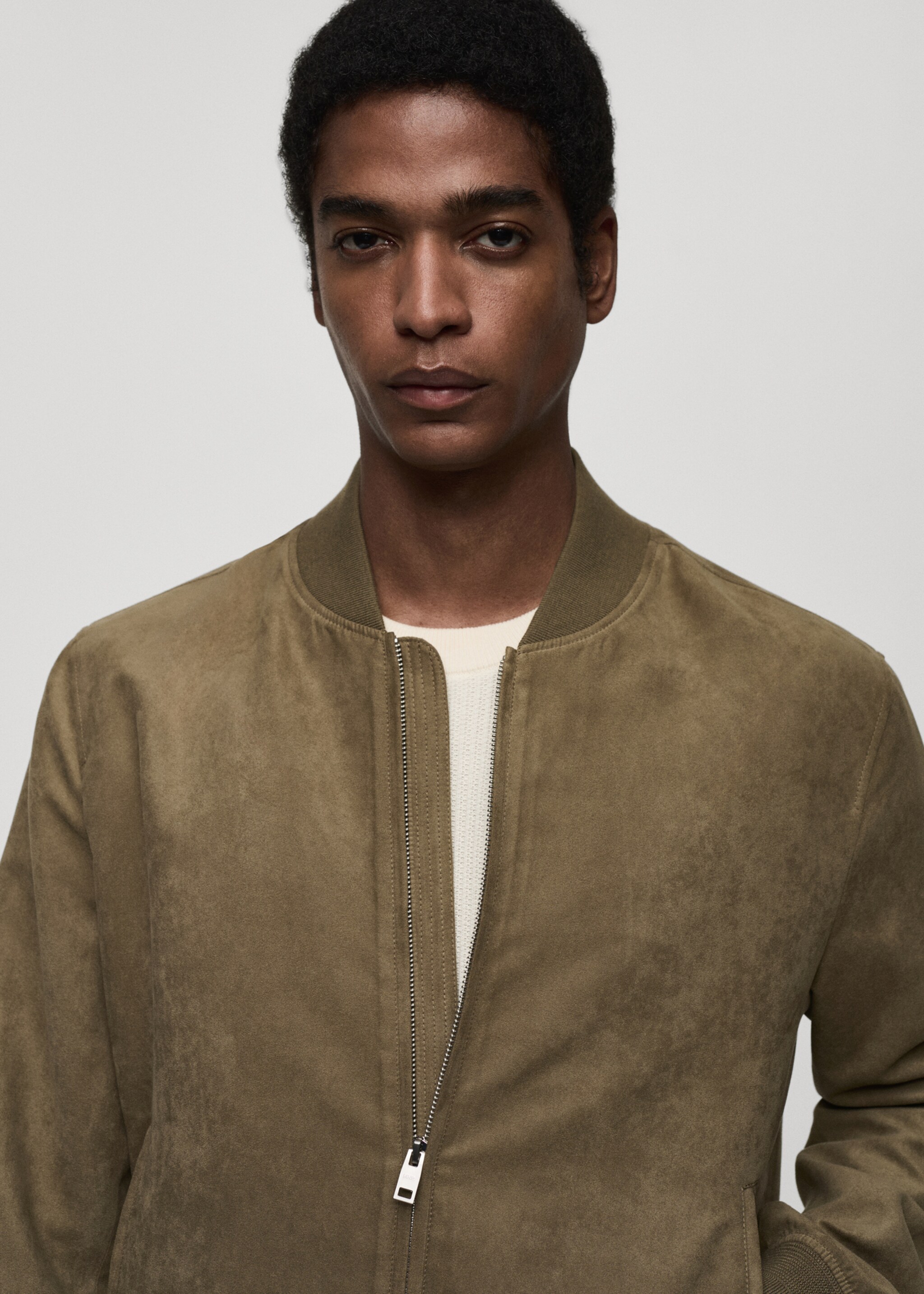 Suede-effect bomber jacket - Details of the article 1
