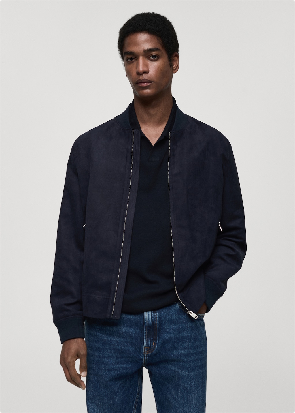 Suede-effect bomber jacket