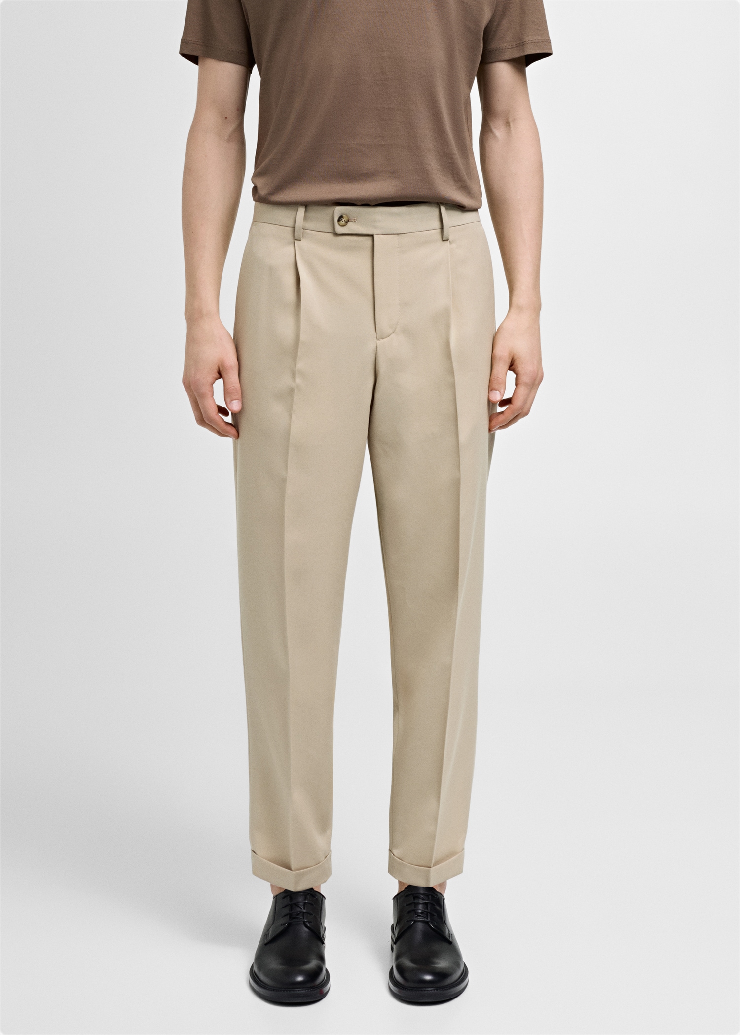 Regular fit suit trousers - Medium plane