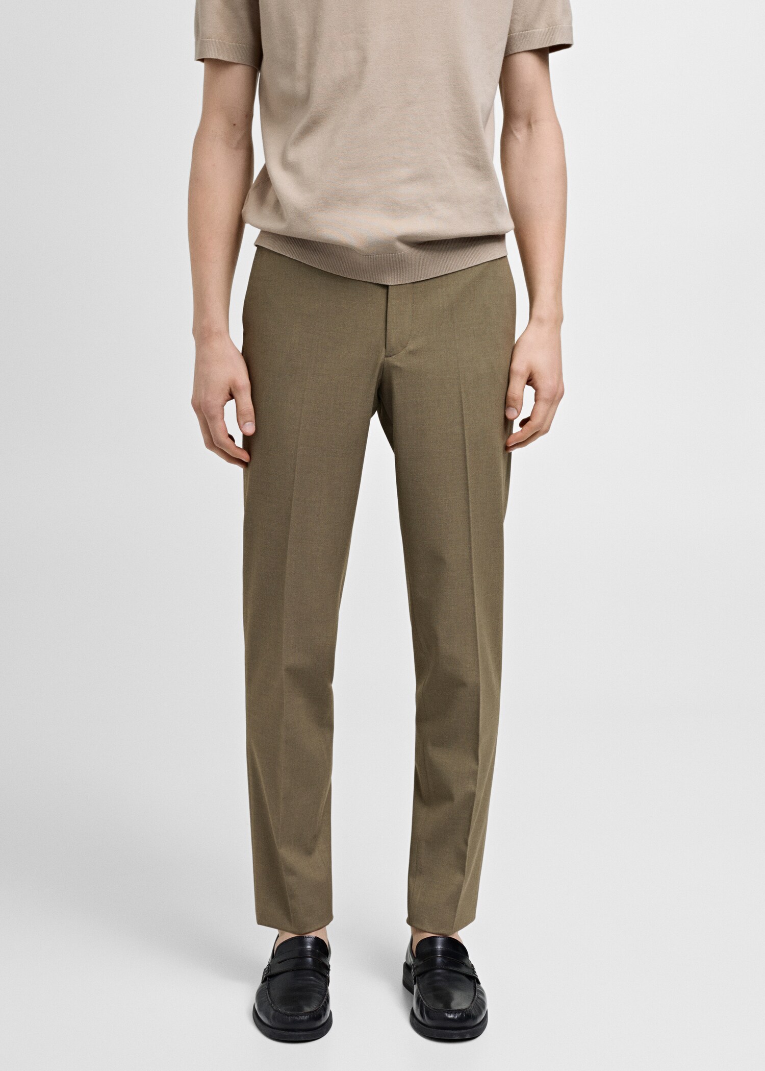 Stretch fabric slim-fit suit trousers - Medium plane