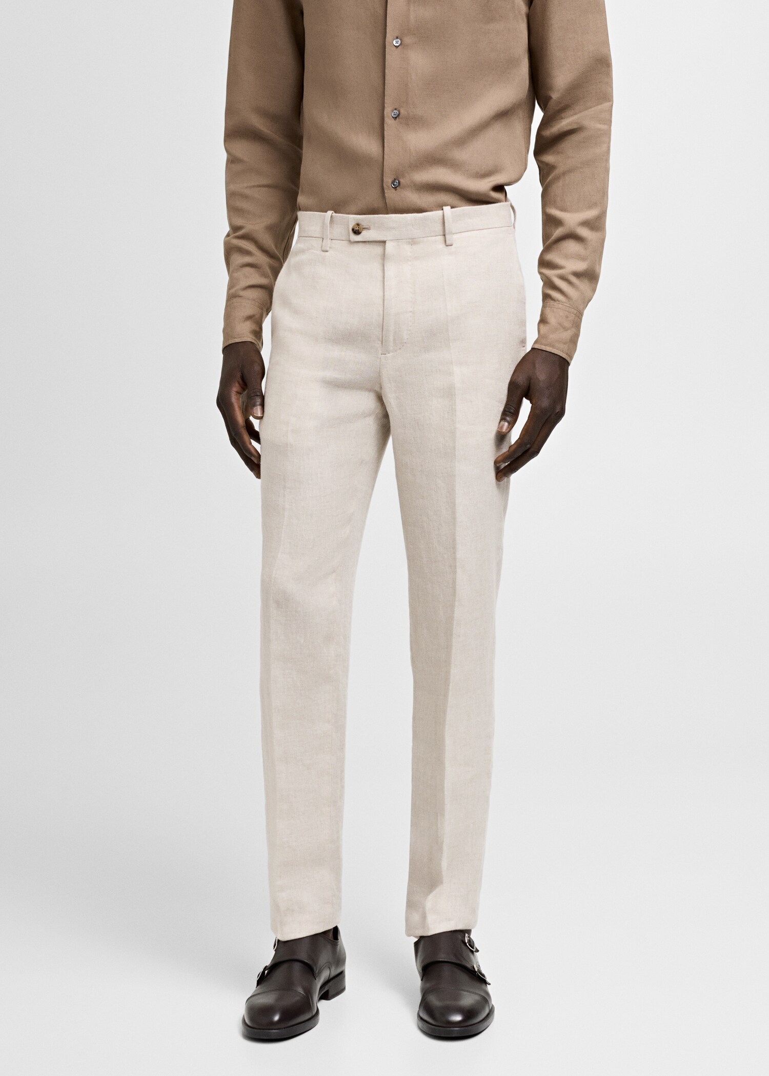 Pantalon costume slim-fit 100 % lin - Plan moyen