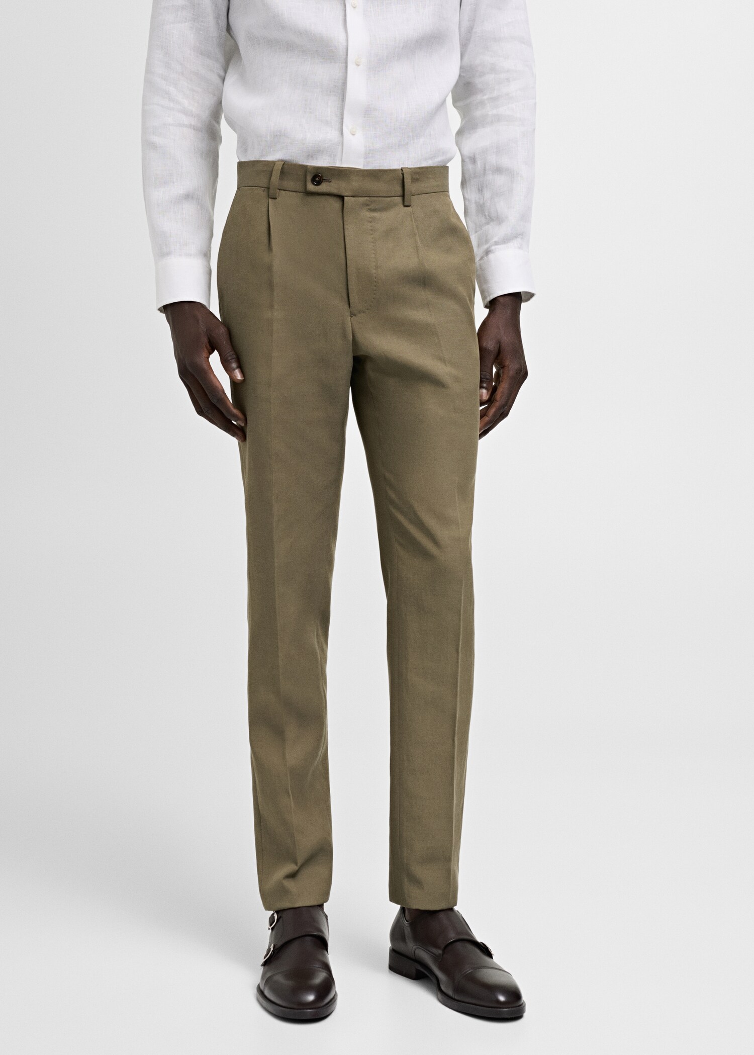 Slimfit Tencel™ suit trousers with pleats - Medium plane
