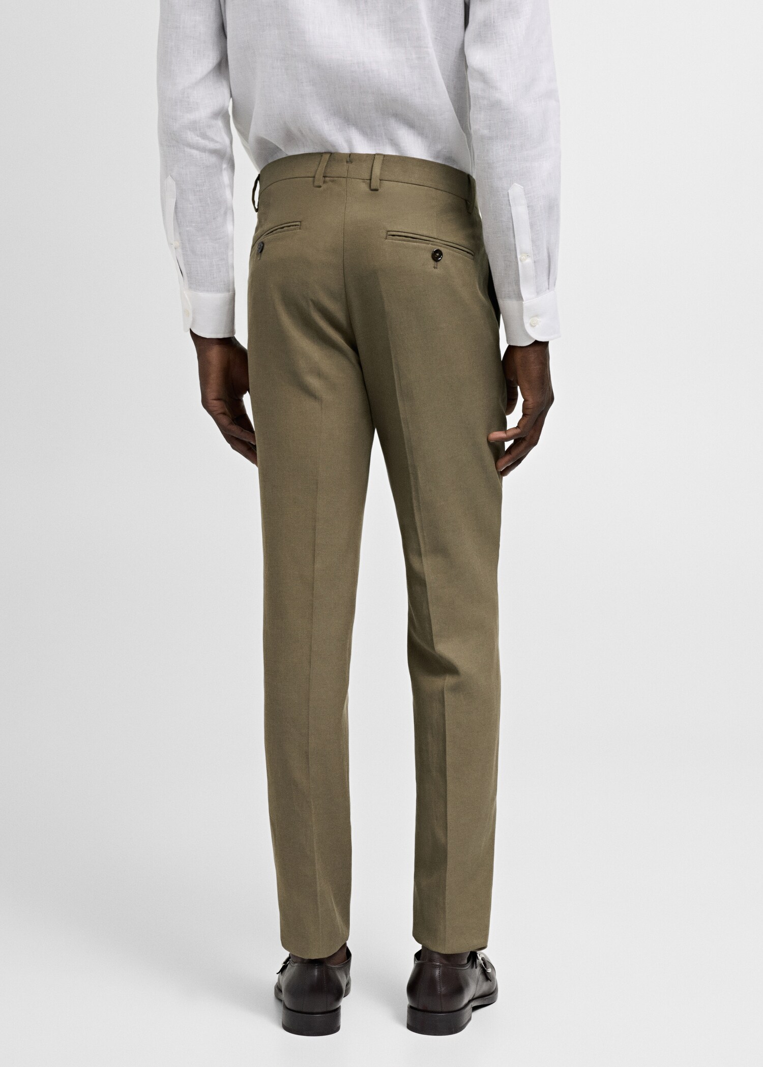 Slimfit Tencel™ suit trousers with pleats - Reverse of the article
